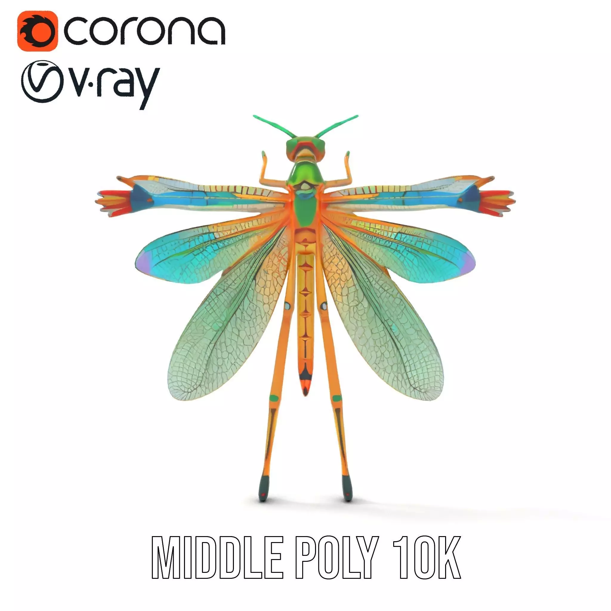 Iridescent Dragonfly model pack Low-poly 3D model_18