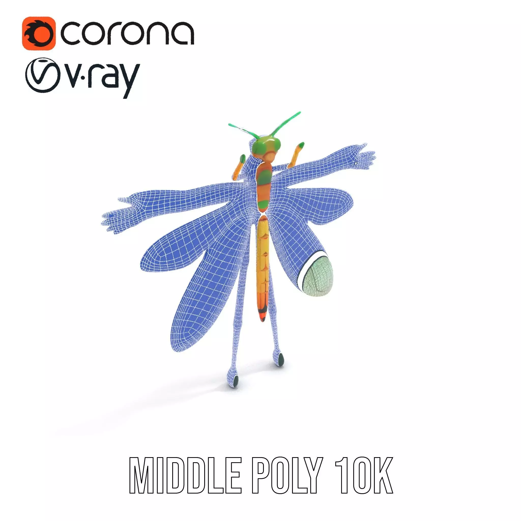 Iridescent Dragonfly model pack Low-poly 3D model_13