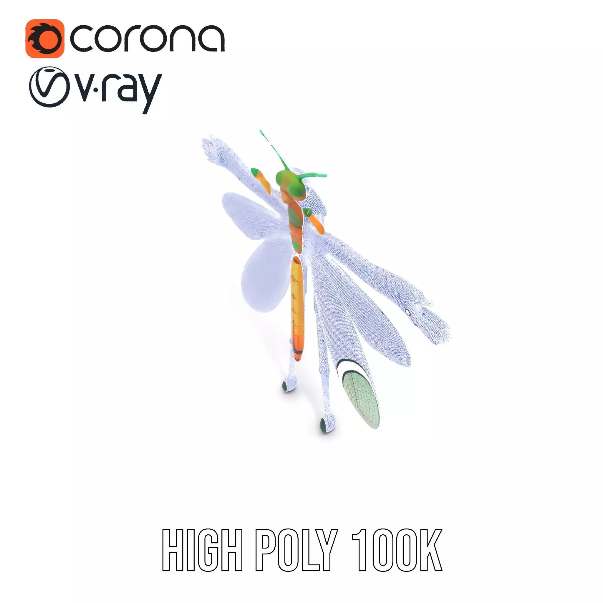 Iridescent Dragonfly model pack Low-poly 3D model_34