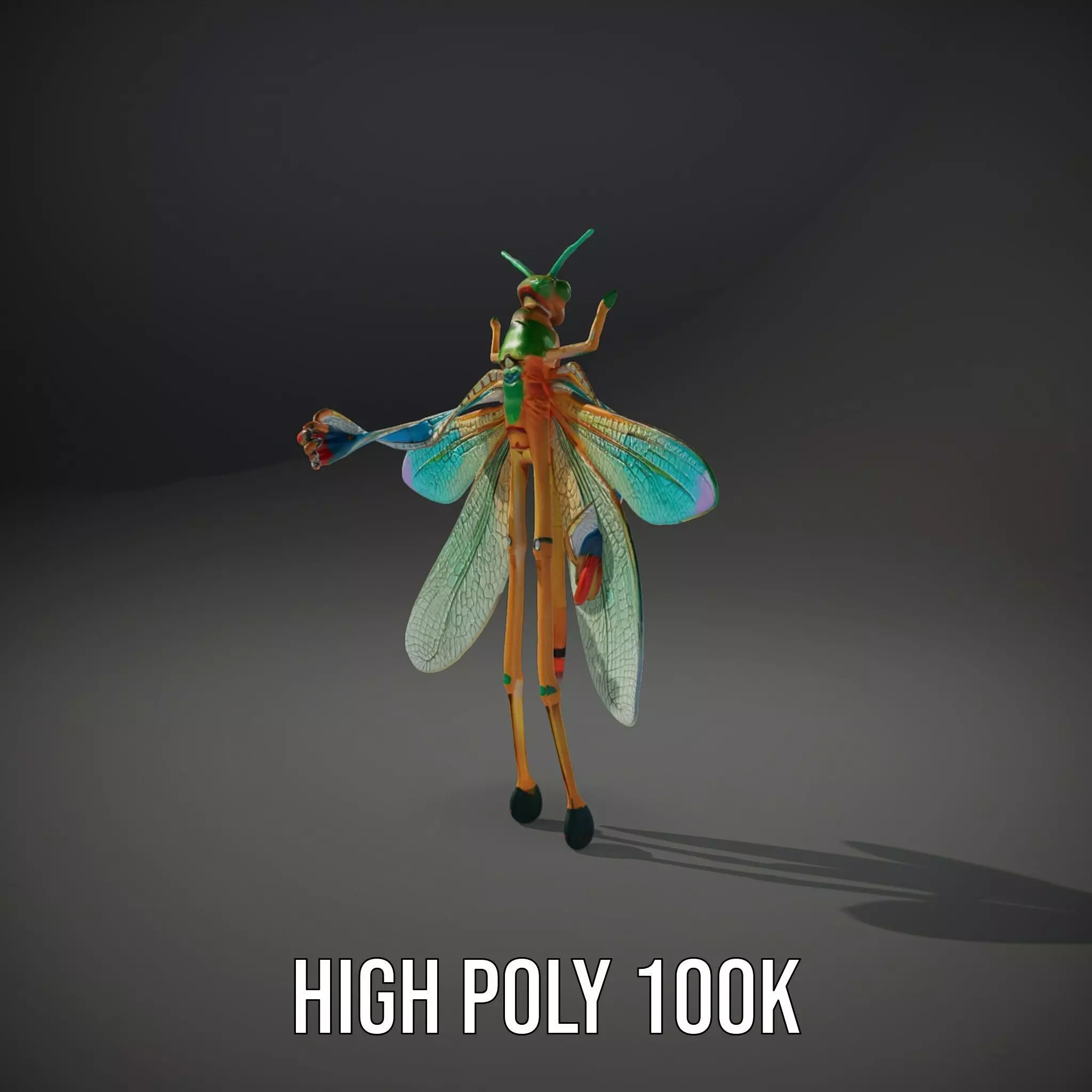 Iridescent Dragonfly model pack Low-poly 3D model_9