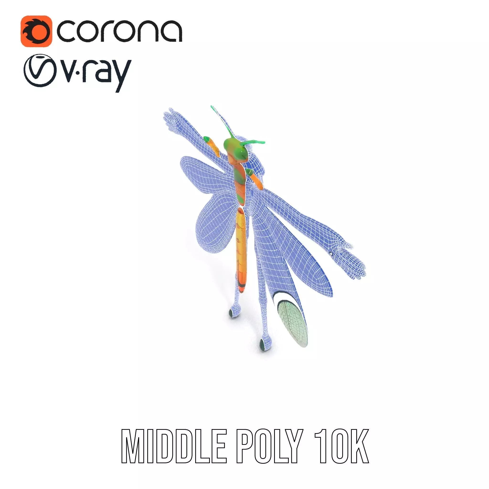 Iridescent Dragonfly model pack Low-poly 3D model_24