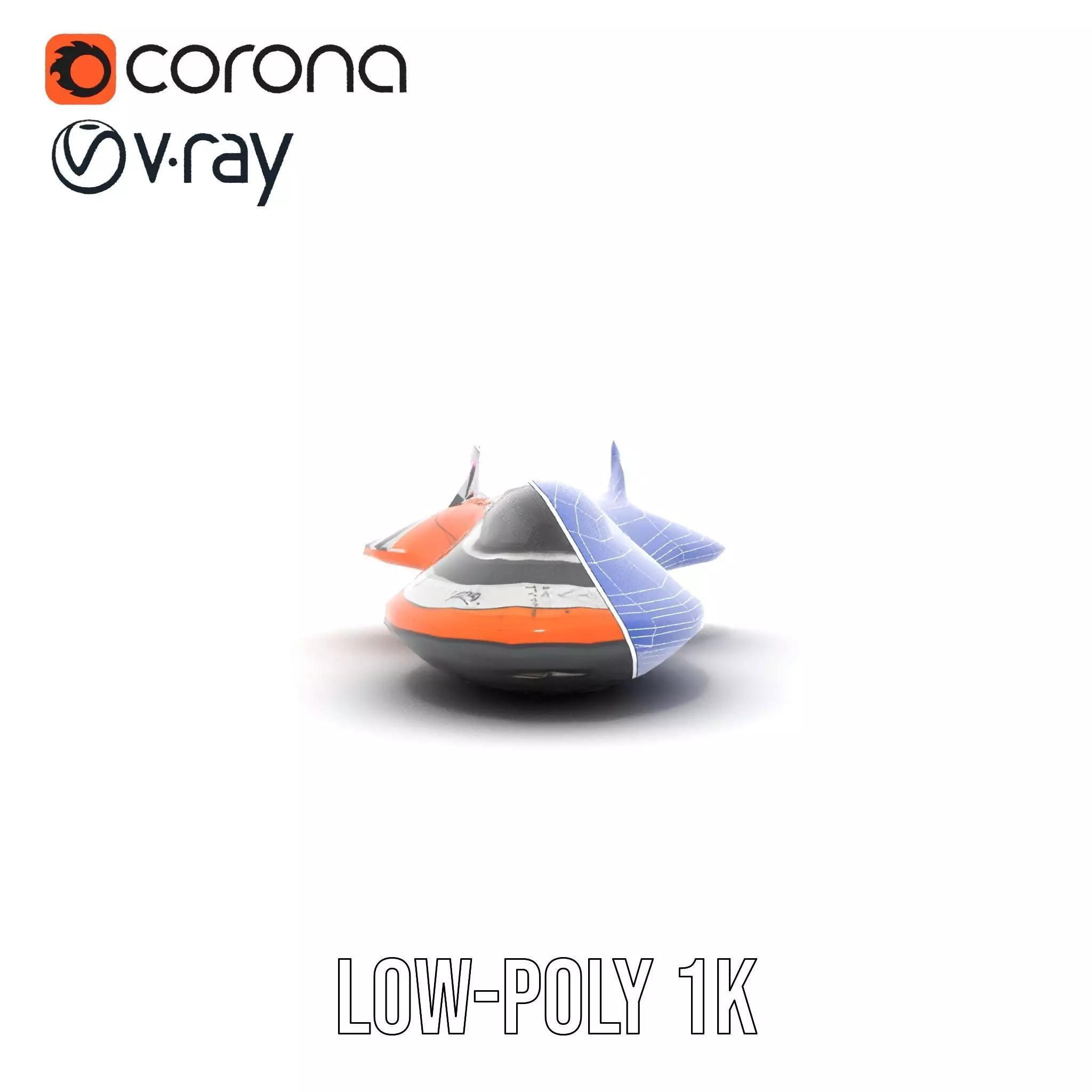 Futuristic Orange Spaceship model pack Low-poly 3D model_31