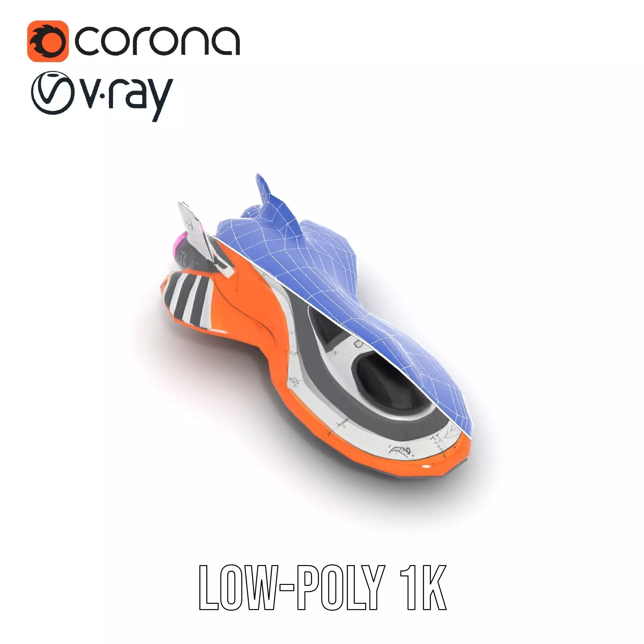 Futuristic Orange Spaceship model pack Low-poly 3D model_28