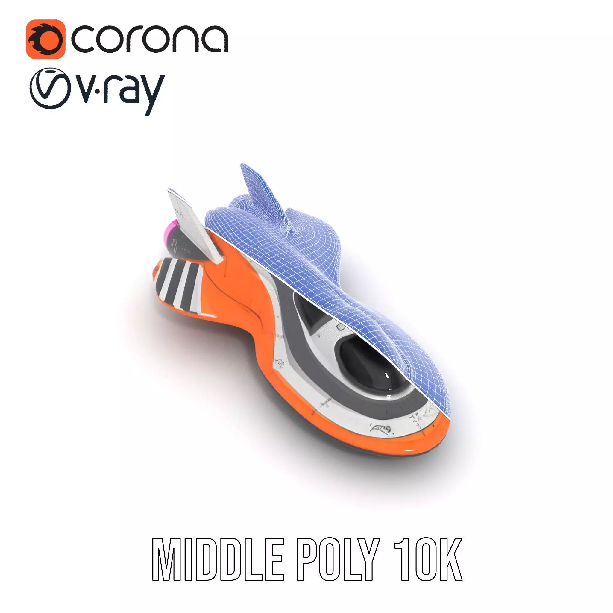 Futuristic Orange Spaceship model pack Low-poly 3D model_24