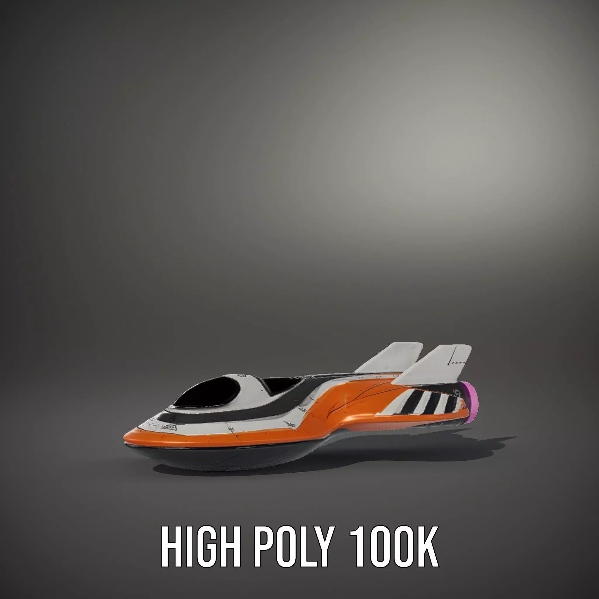 Futuristic Orange Spaceship model pack Low-poly 3D model_8