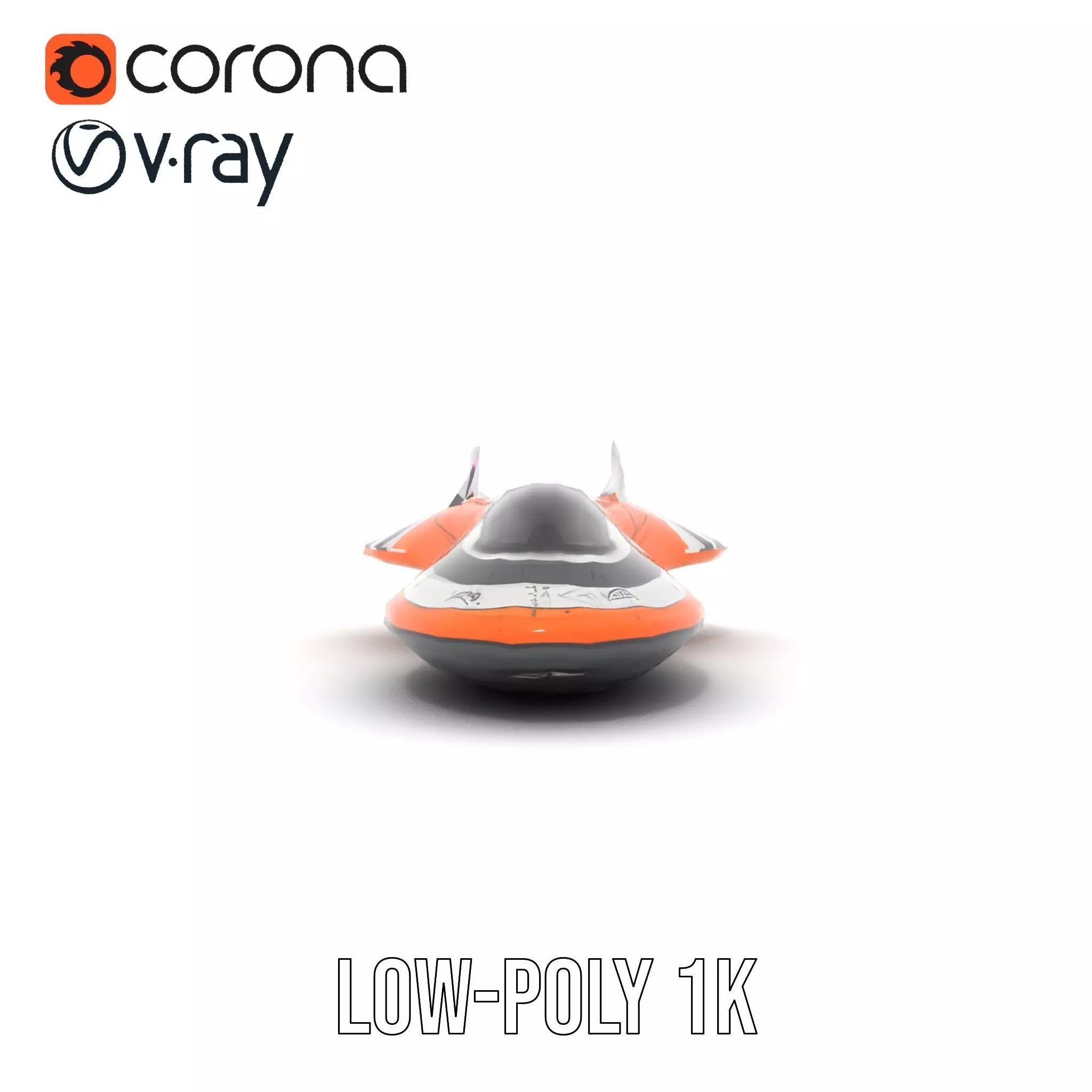 Futuristic Orange Spaceship model pack Low-poly 3D model_15
