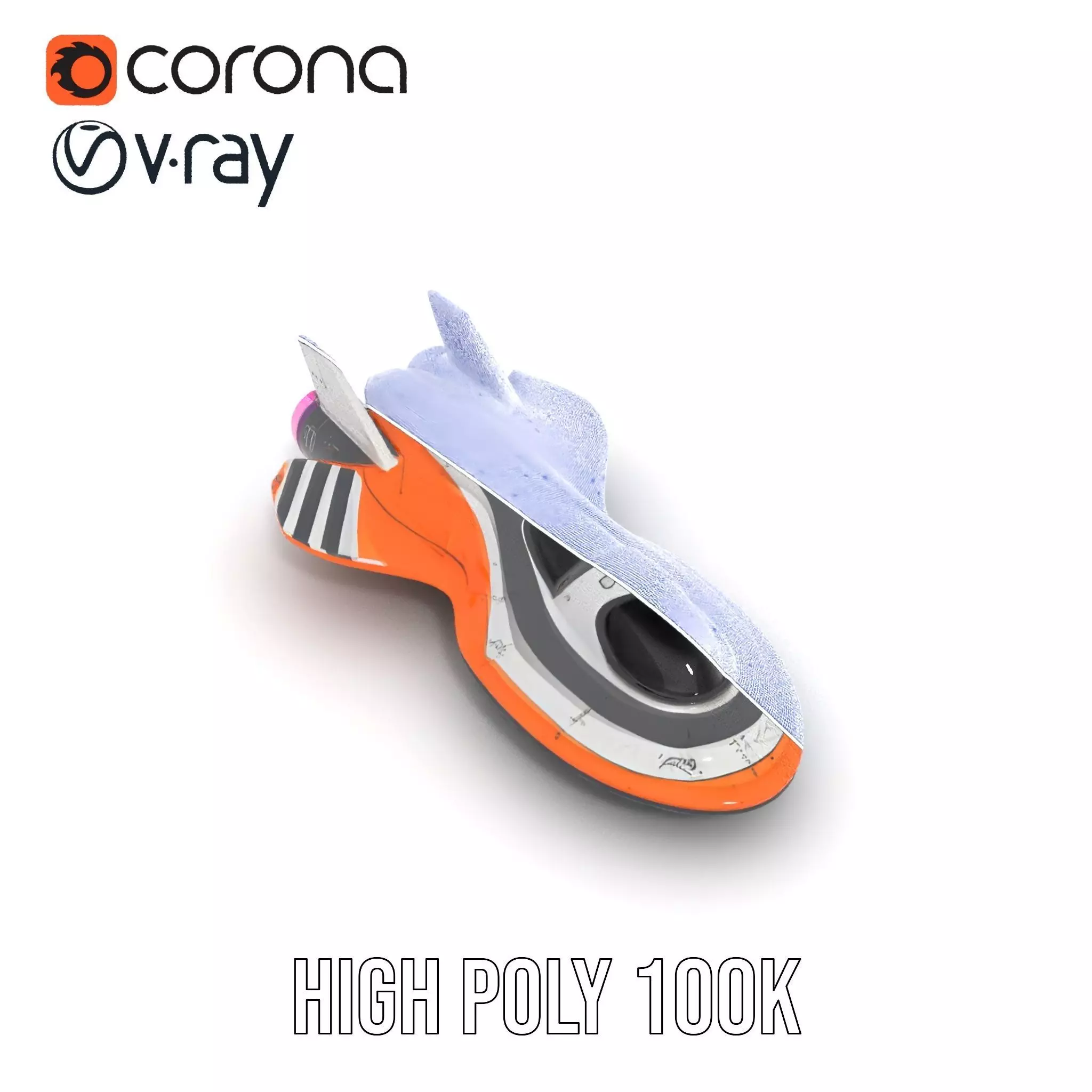 Futuristic Orange Spaceship model pack Low-poly 3D model_32