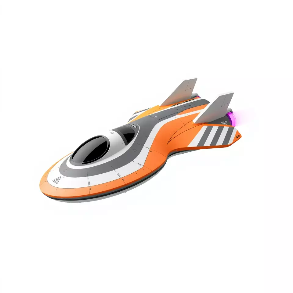 Futuristic Orange Spaceship model pack Low-poly 3D model_2