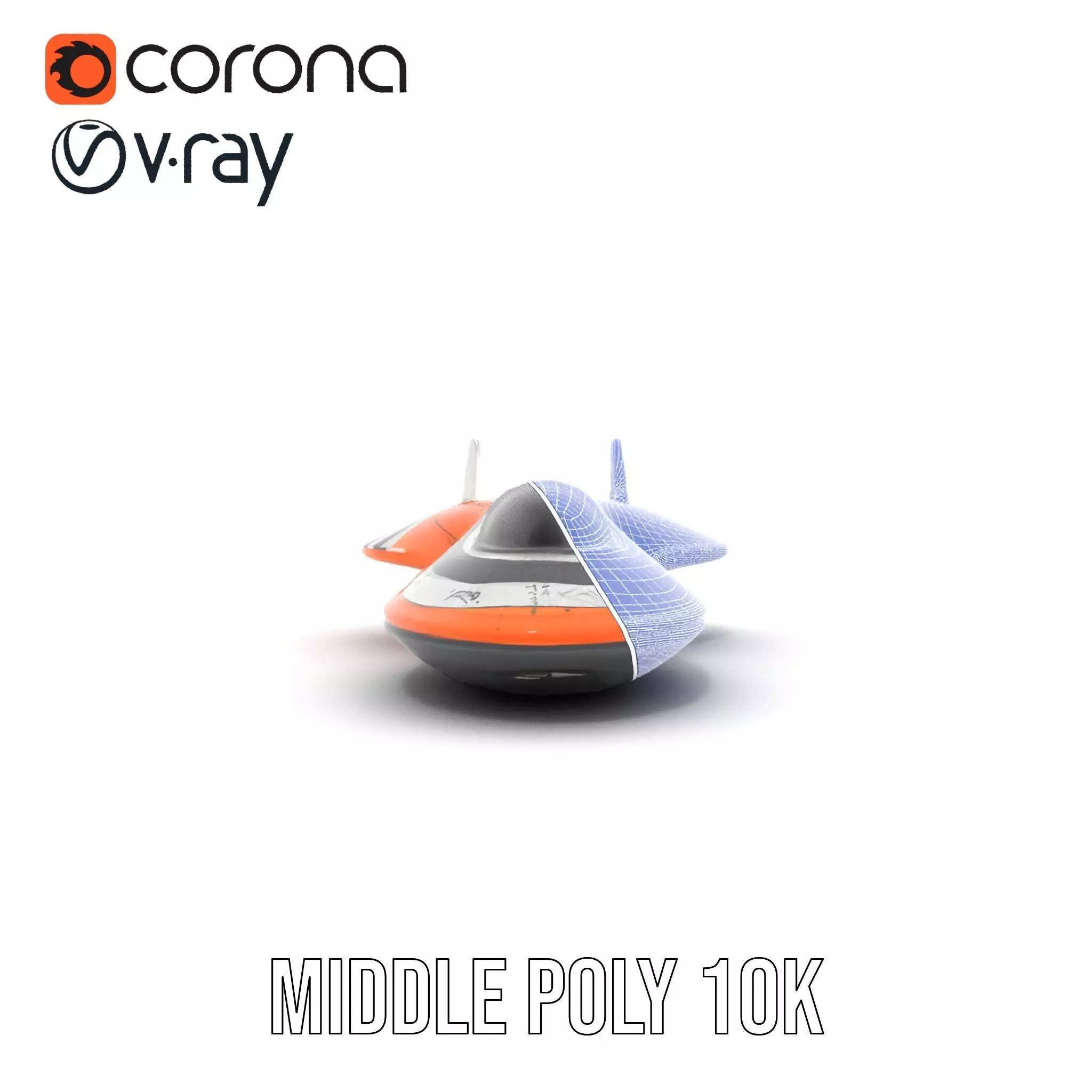 Futuristic Orange Spaceship model pack Low-poly 3D model_30