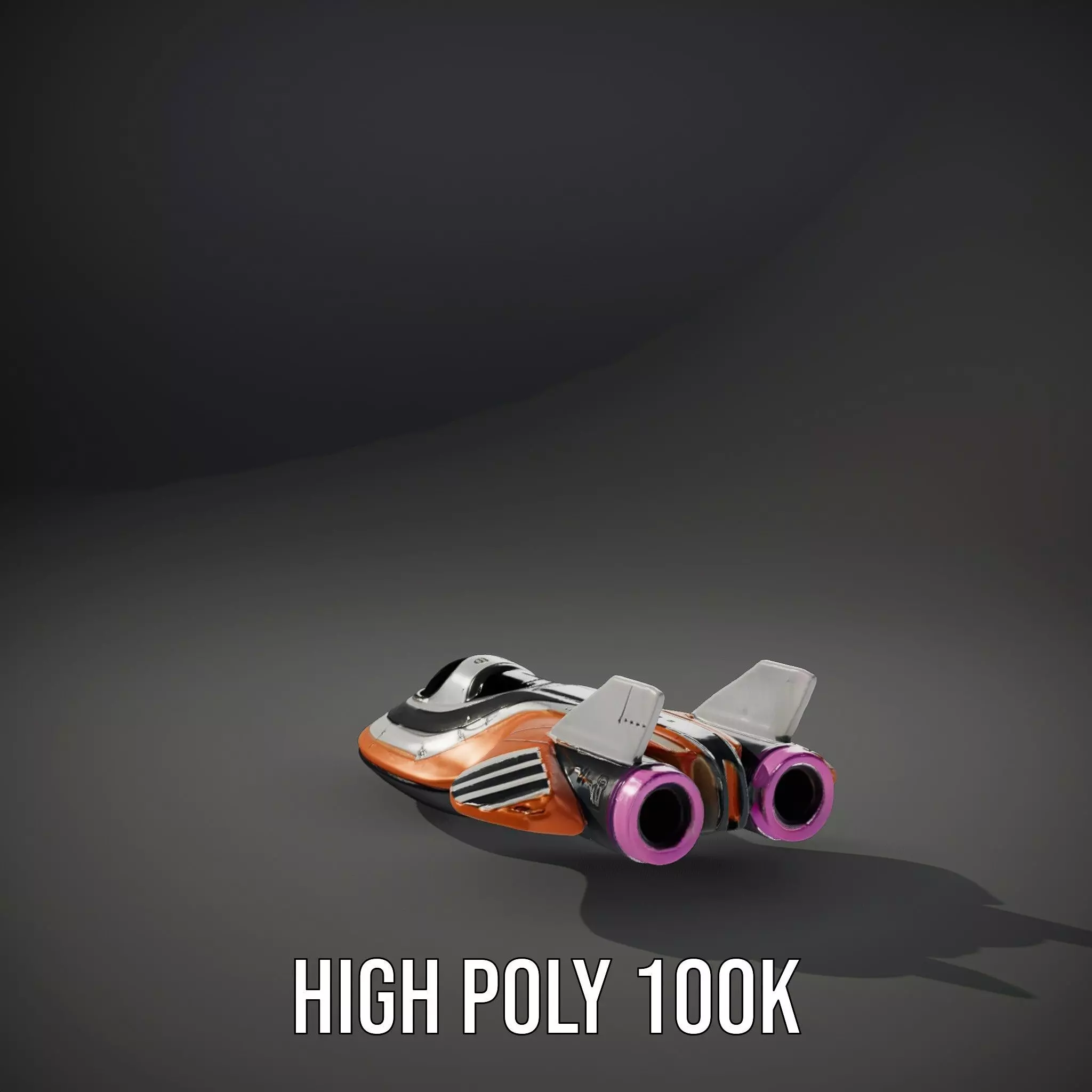 Futuristic Orange Spaceship model pack Low-poly 3D model_10