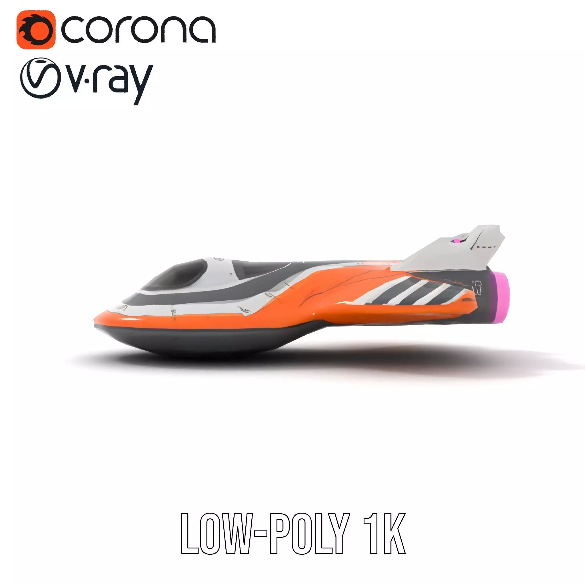 Futuristic Orange Spaceship model pack Low-poly 3D model_22