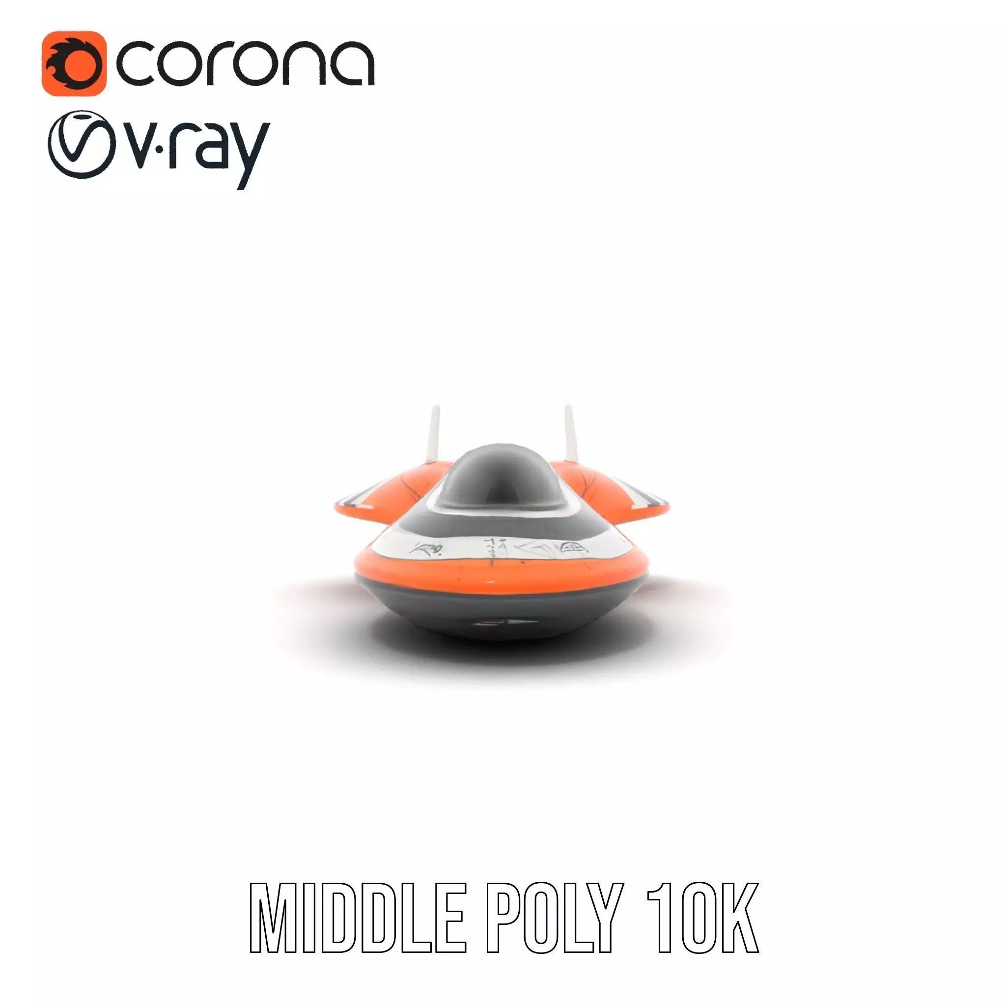 Futuristic Orange Spaceship model pack Low-poly 3D model_6