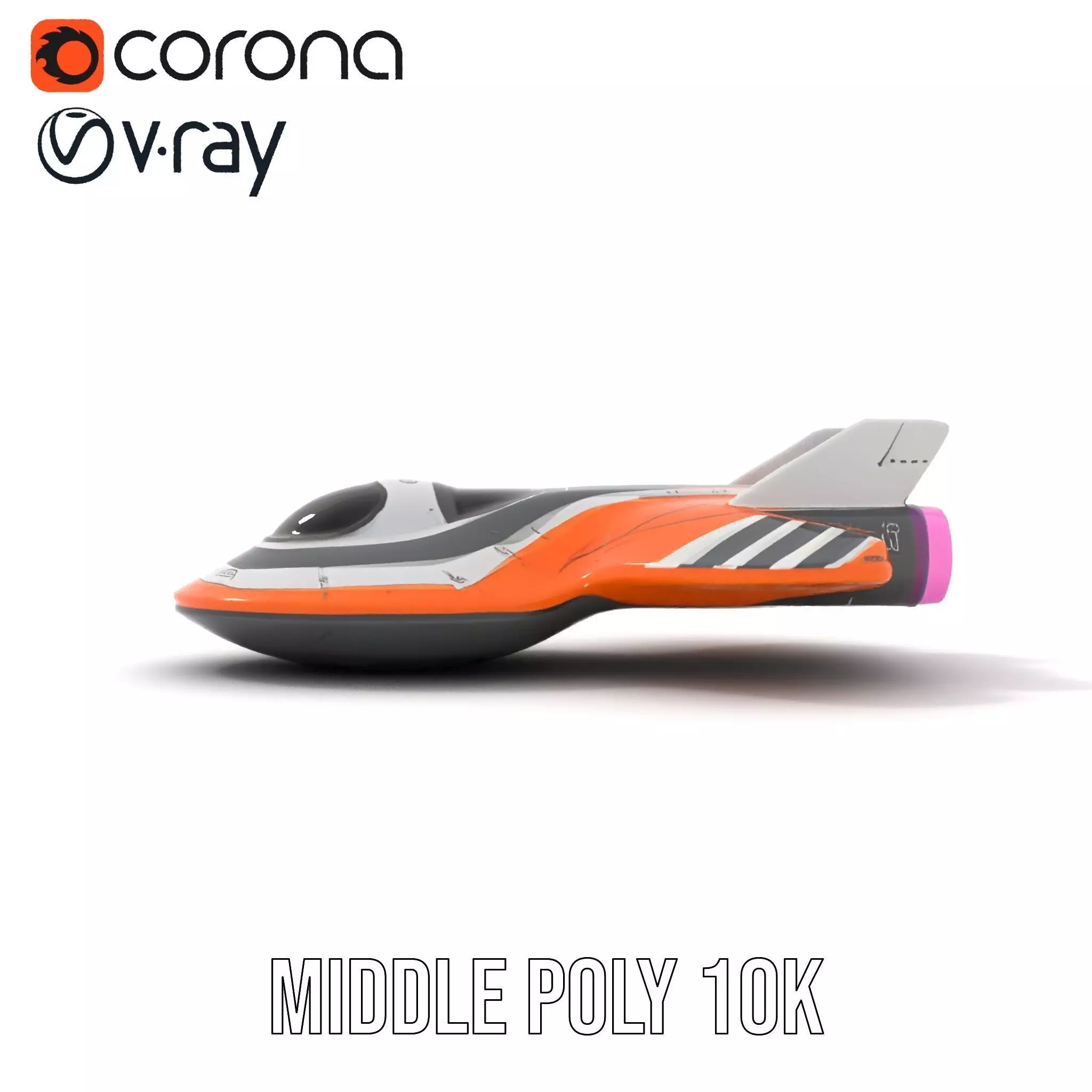 Futuristic Orange Spaceship model pack Low-poly 3D model_19