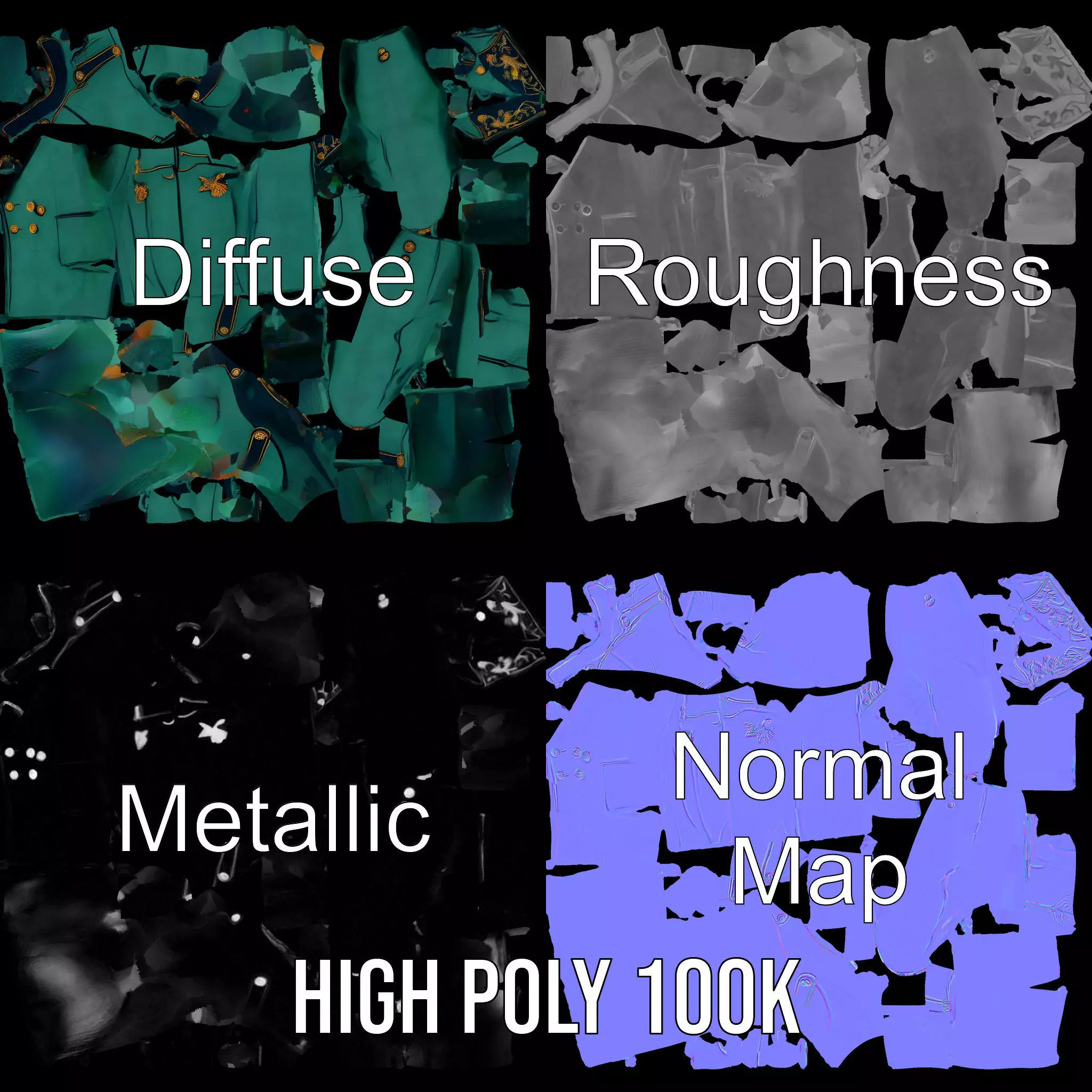 Emerald Regal Jacket model pack Low-poly 3D model_3