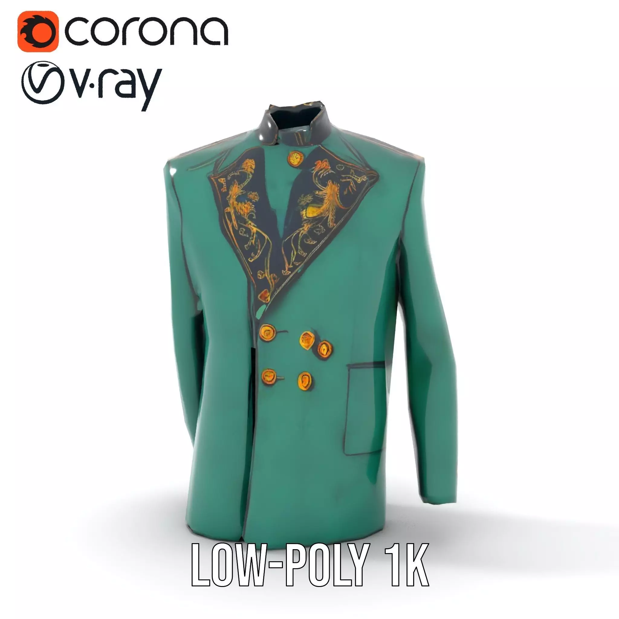Emerald Regal Jacket model pack Low-poly 3D model_12