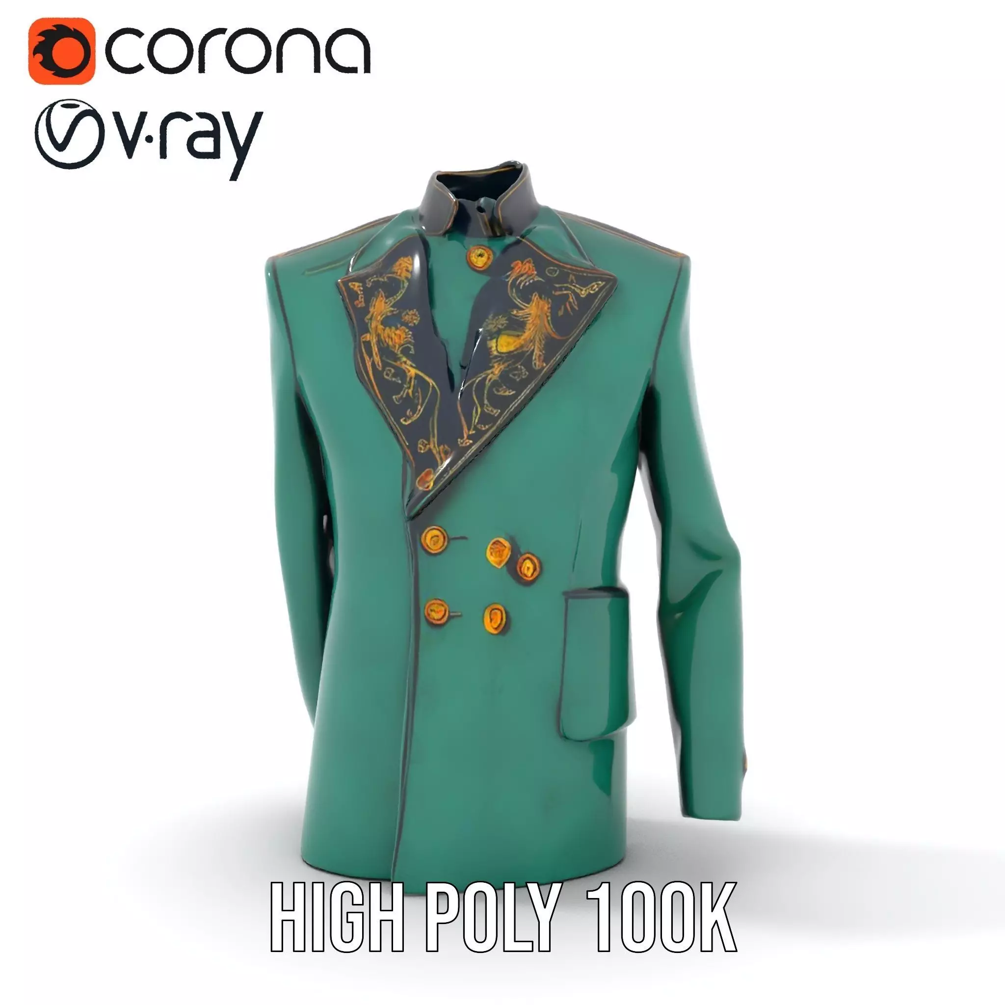 Emerald Regal Jacket model pack Low-poly 3D model_31