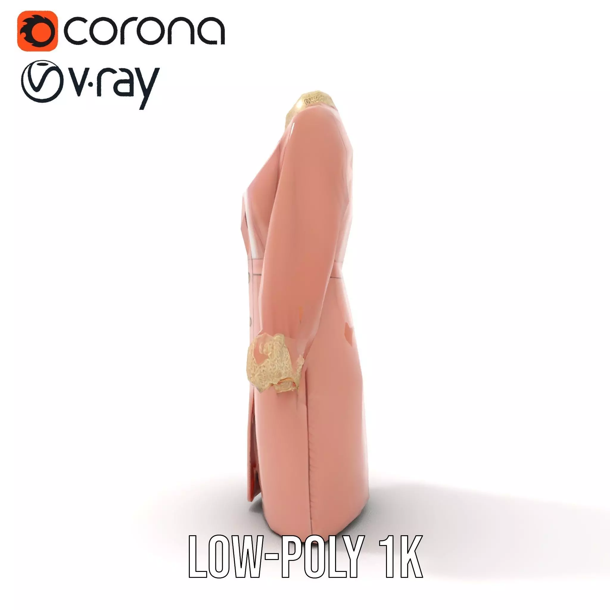 Elegant Pink Coat model pack Low-poly 3D model_21