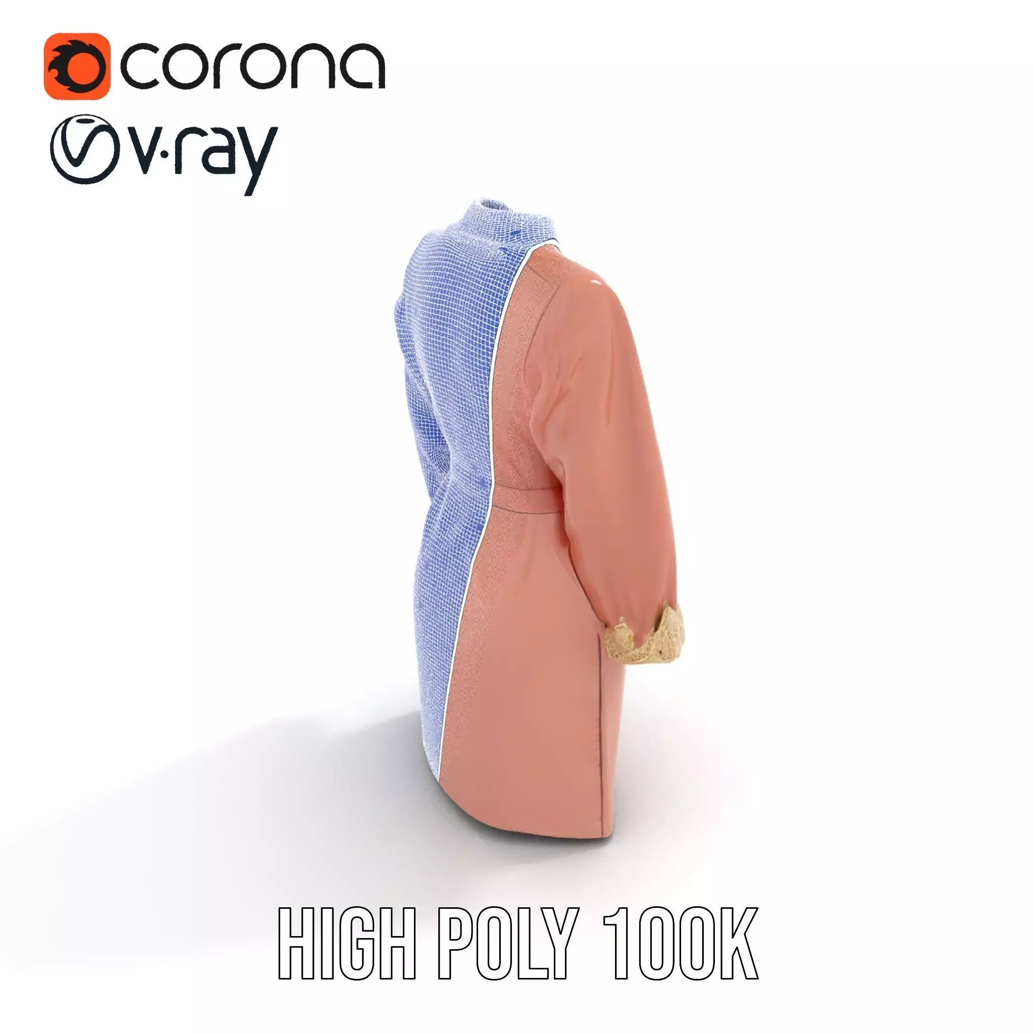 Elegant Pink Coat model pack Low-poly 3D model_28