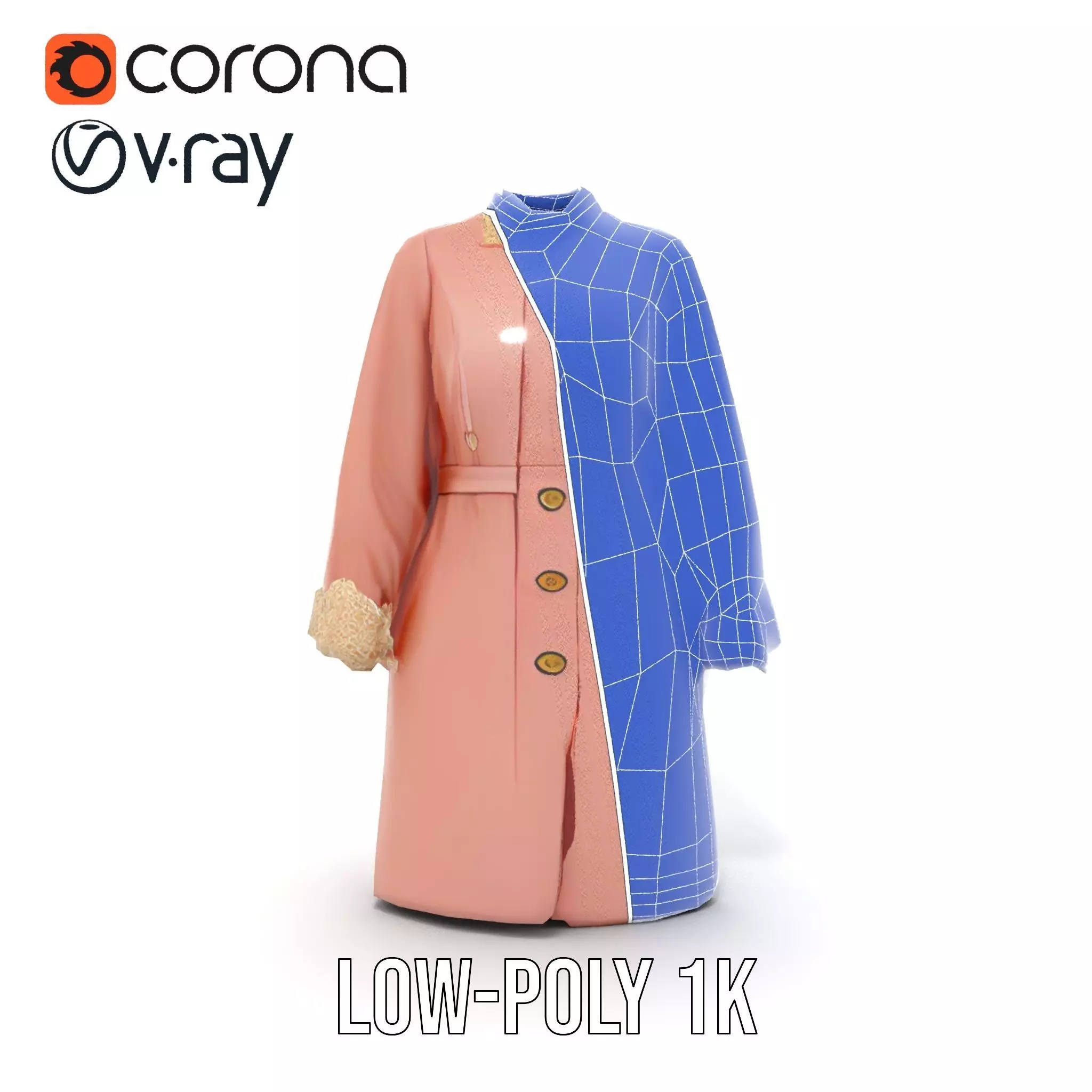 Elegant Pink Coat model pack Low-poly 3D model_27