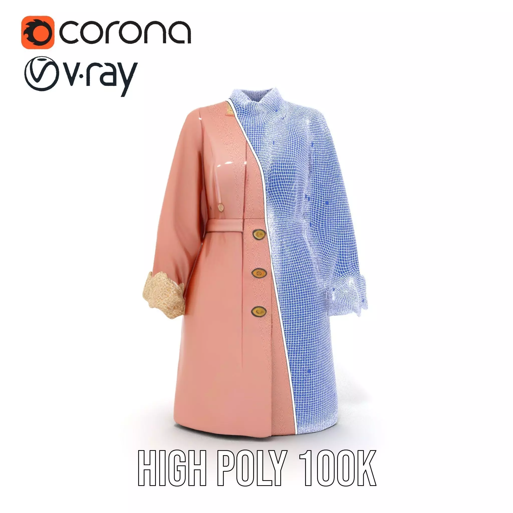 Elegant Pink Coat model pack Low-poly 3D model_34