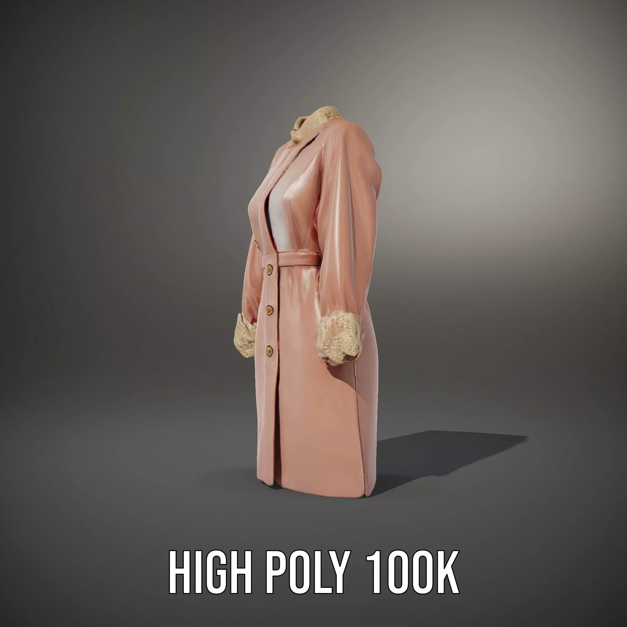Elegant Pink Coat model pack Low-poly 3D model_10