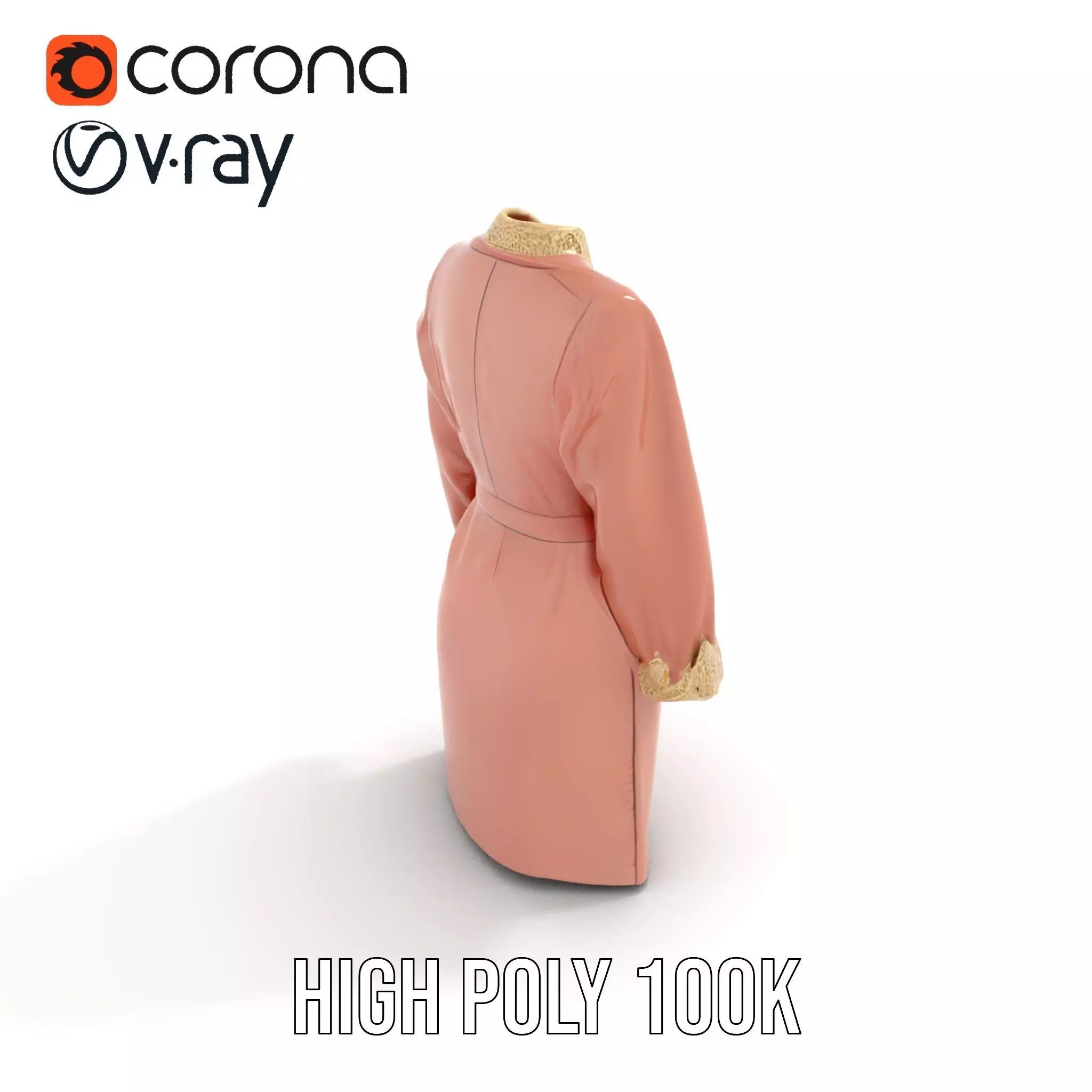 Elegant Pink Coat model pack Low-poly 3D model_17