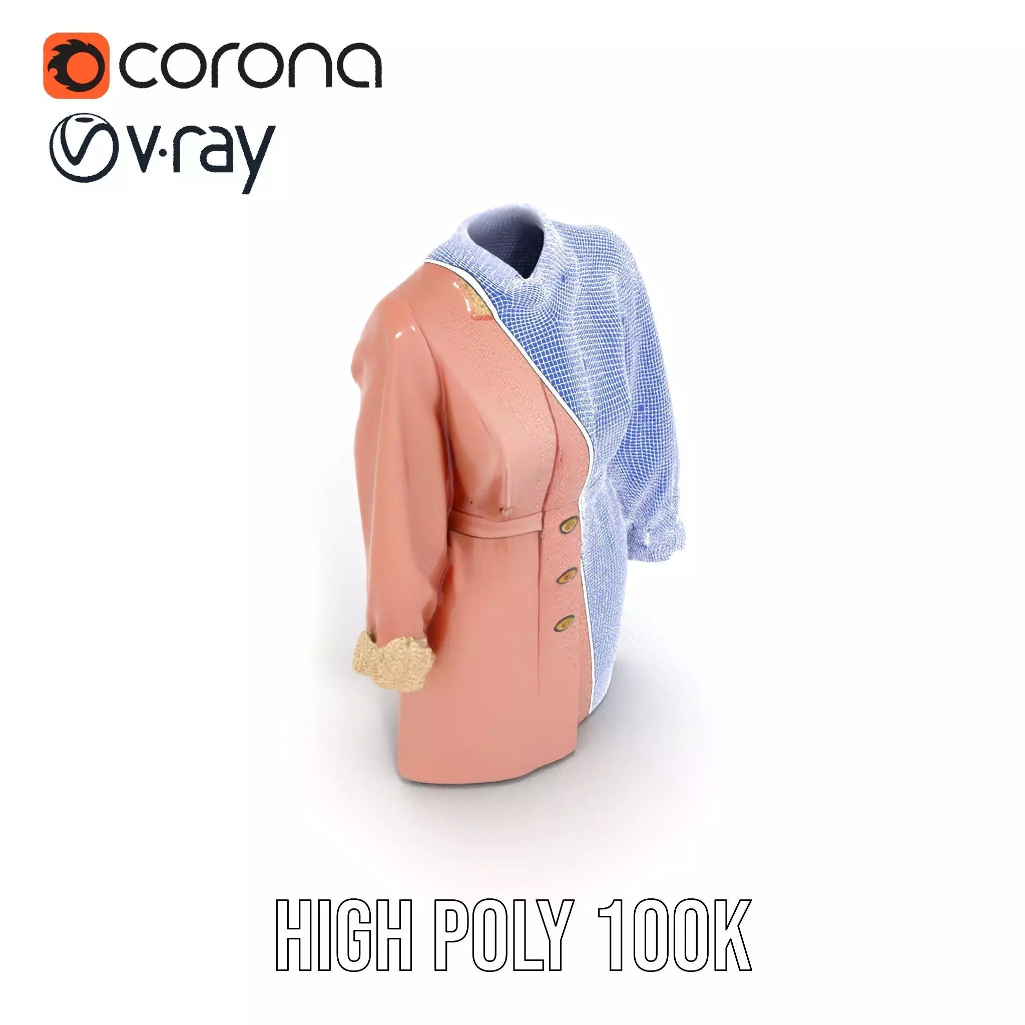 Elegant Pink Coat model pack Low-poly 3D model_32