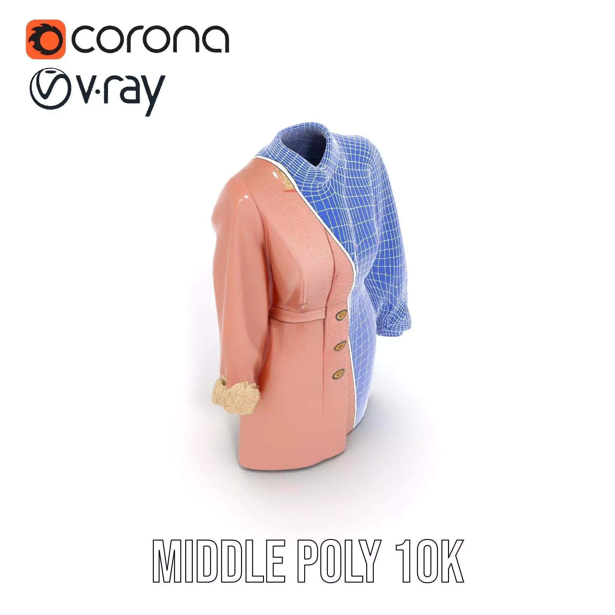 Elegant Pink Coat model pack Low-poly 3D model_13