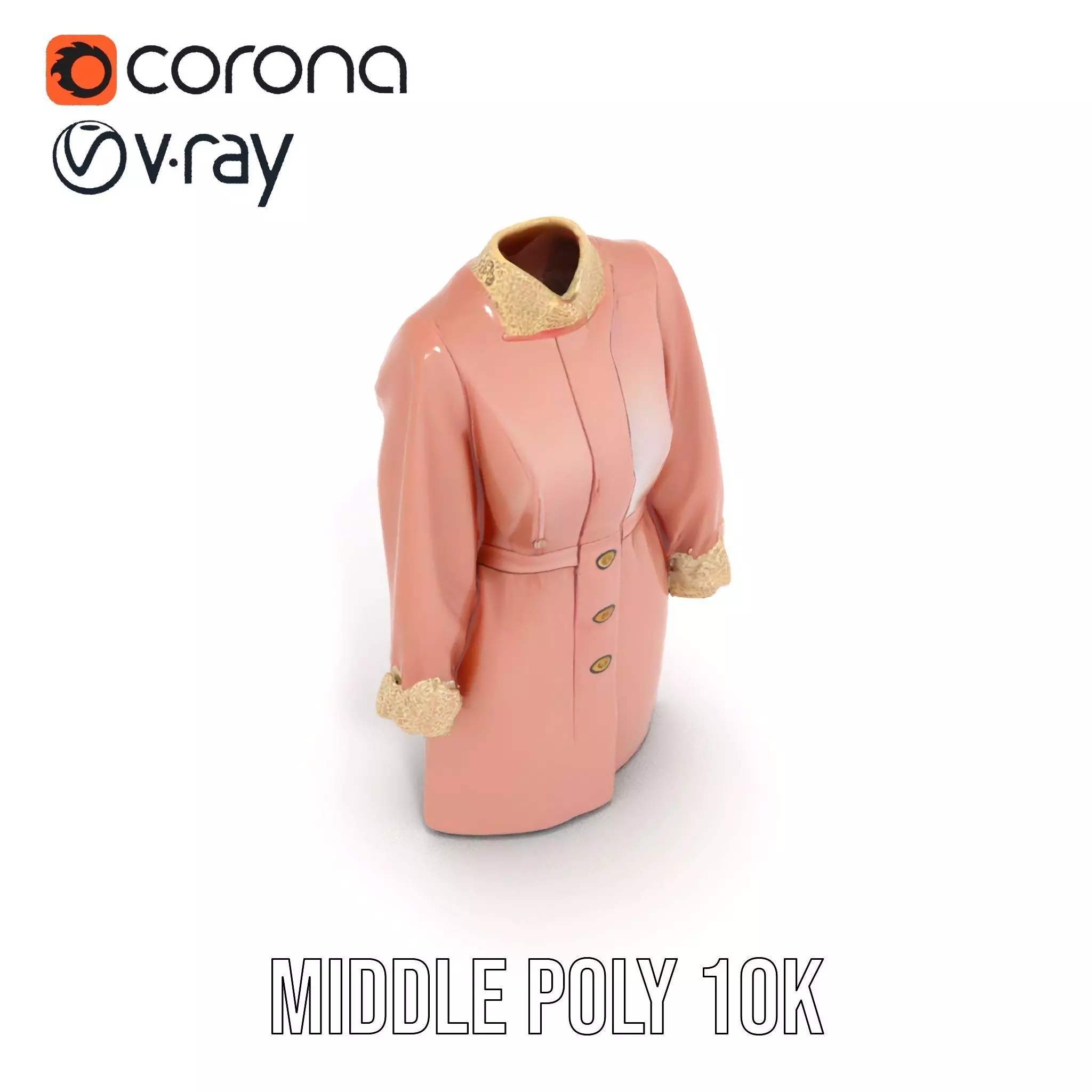 Elegant Pink Coat model pack Low-poly 3D model_23