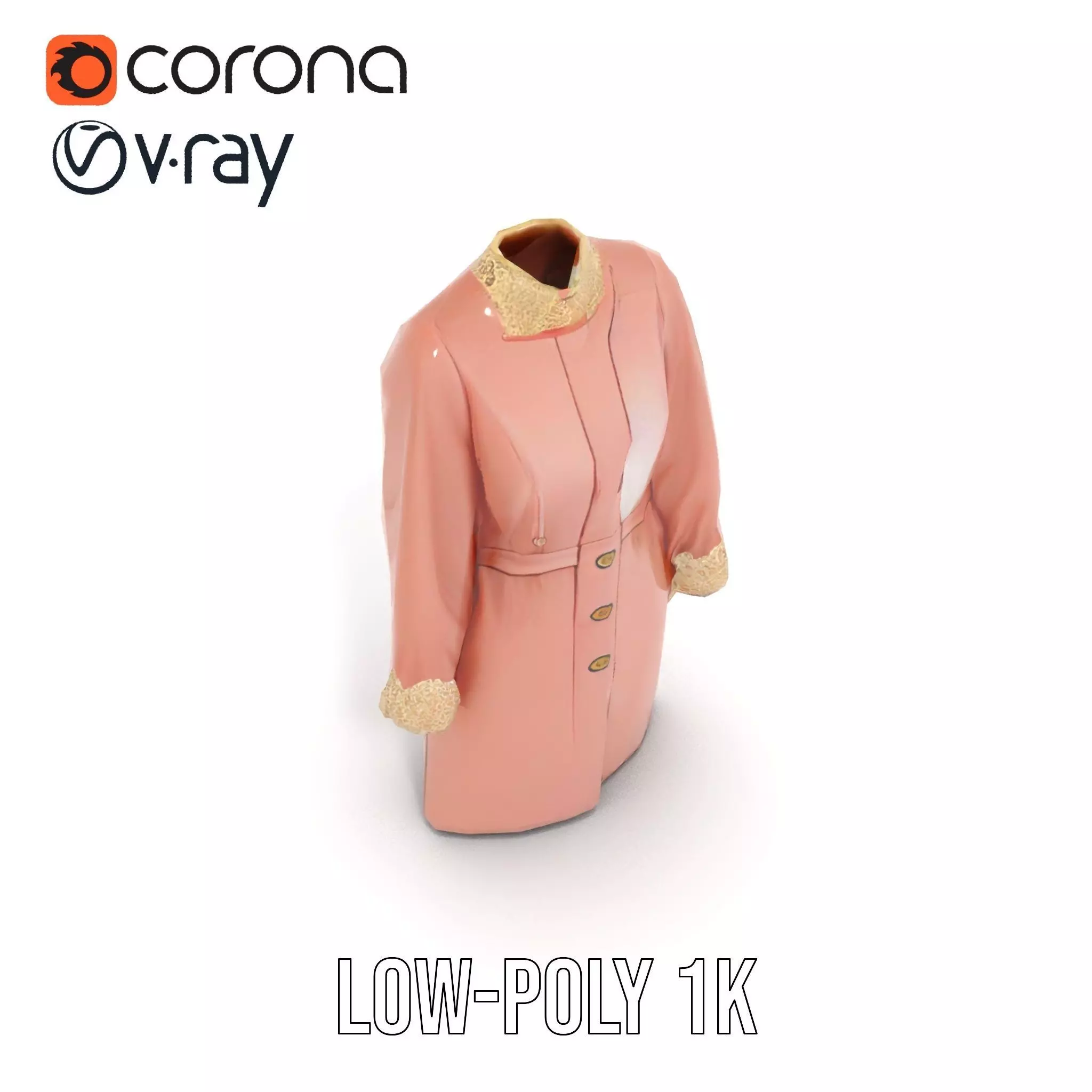 Elegant Pink Coat model pack Low-poly 3D model_19