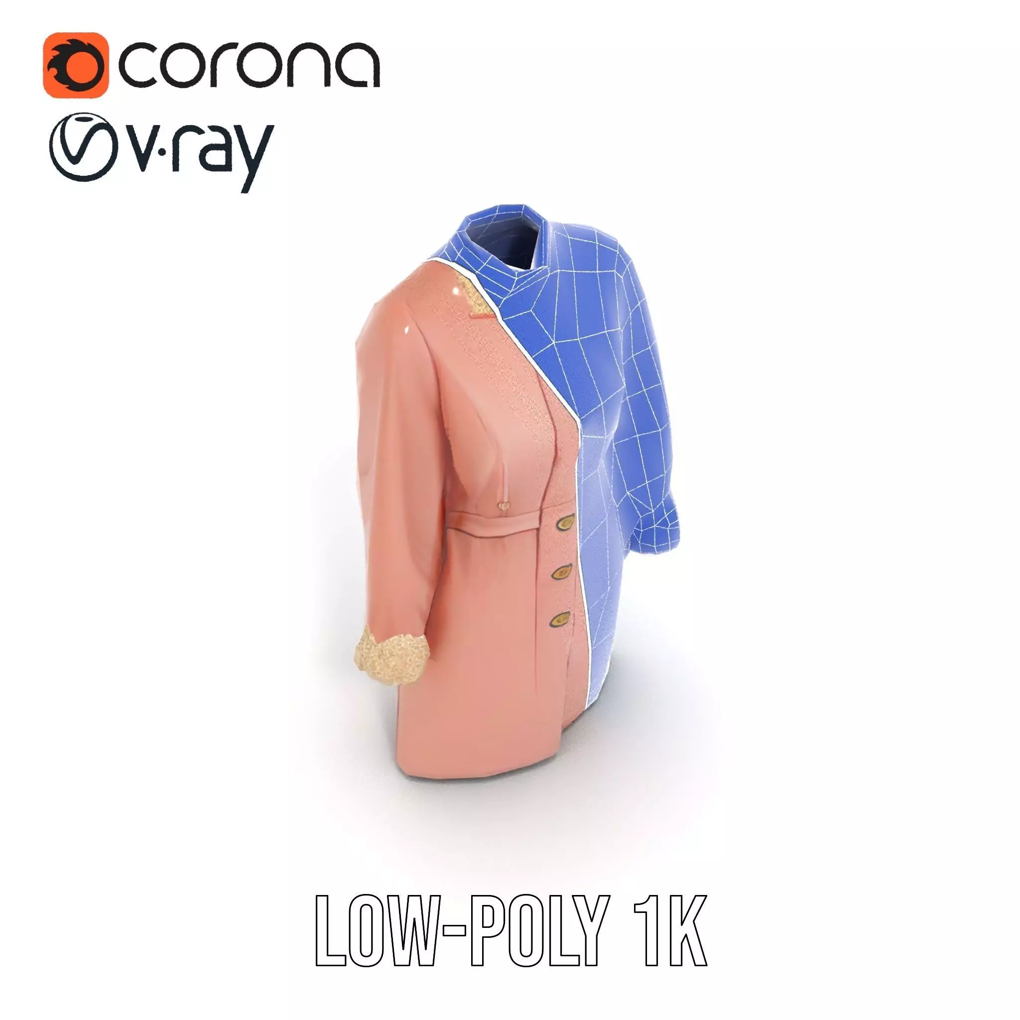 Elegant Pink Coat model pack Low-poly 3D model_24