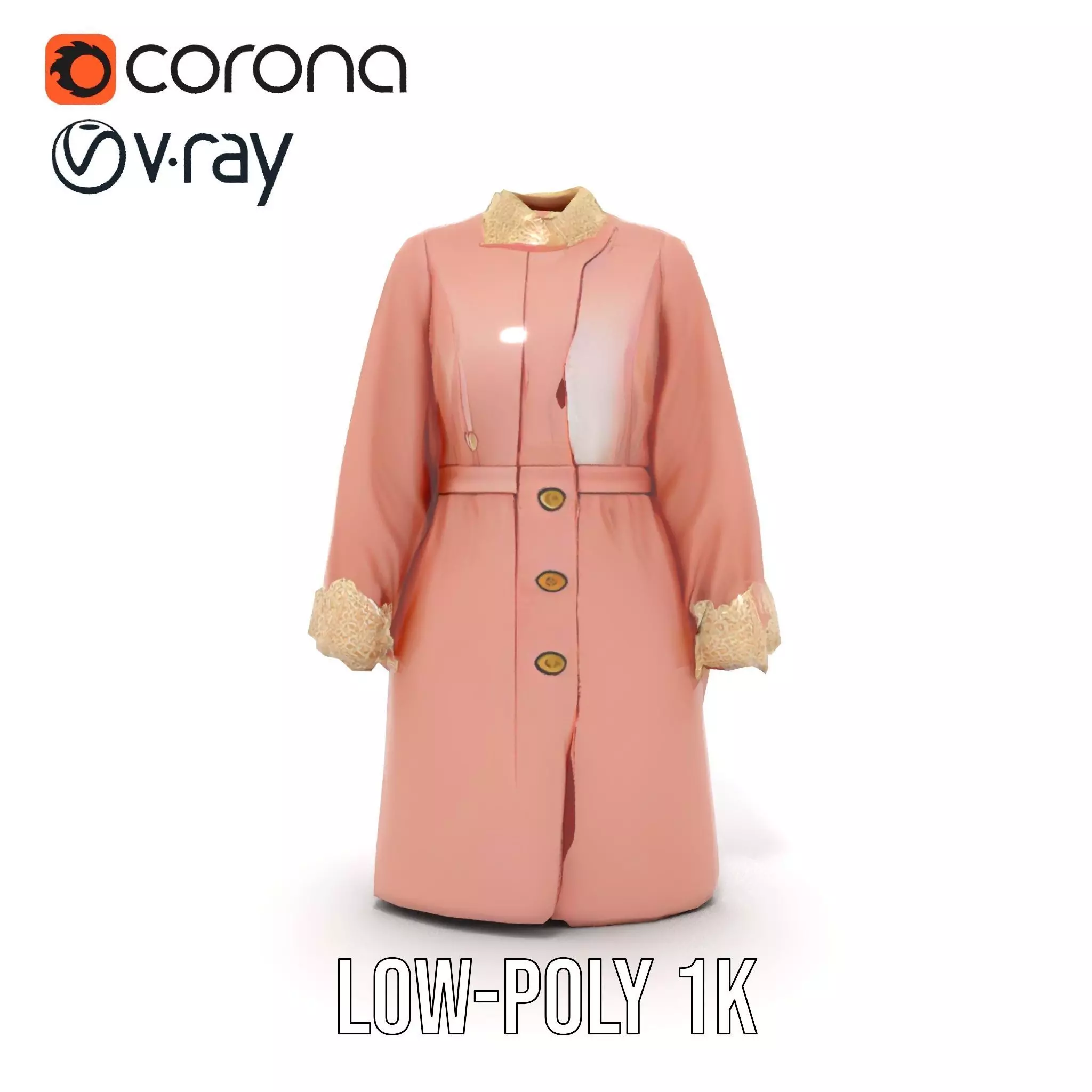 Elegant Pink Coat model pack Low-poly 3D model_12