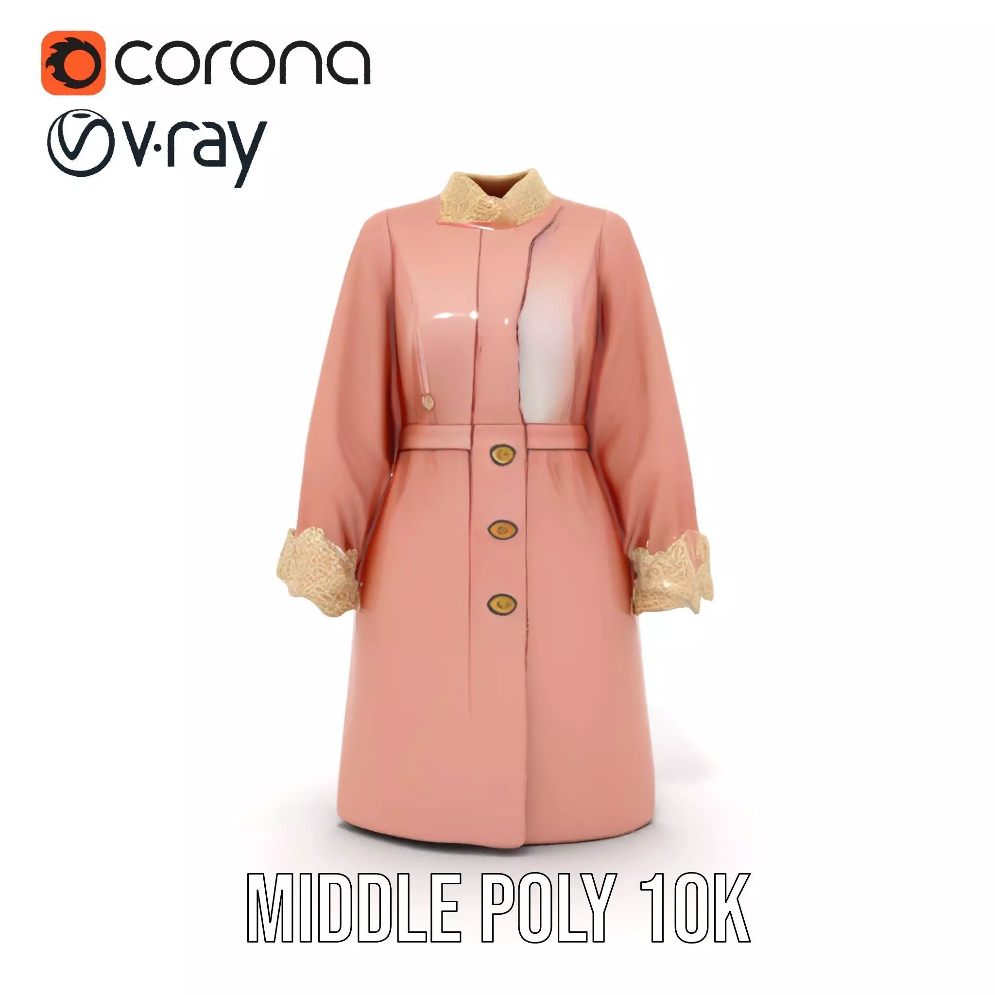 Elegant Pink Coat model pack Low-poly 3D model_26