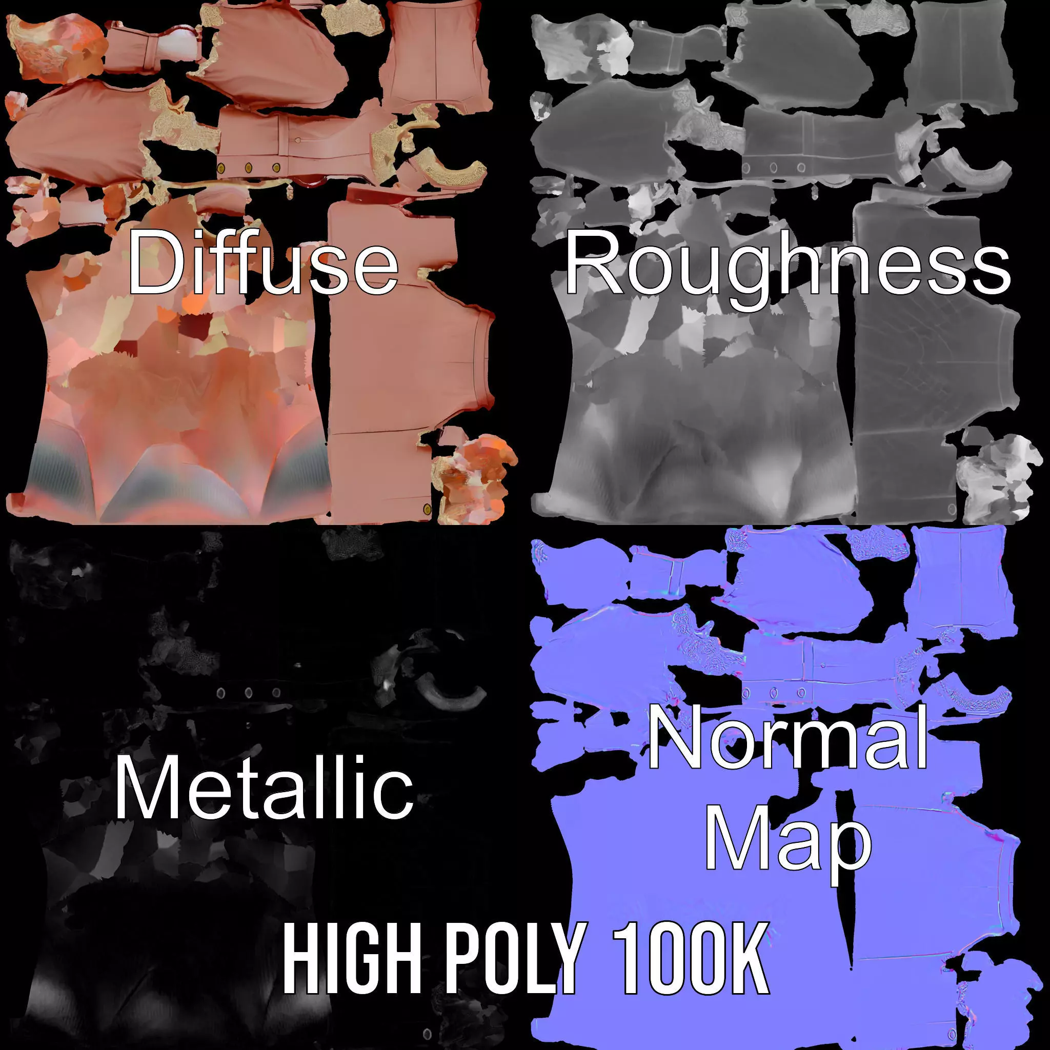 Elegant Pink Coat model pack Low-poly 3D model_3