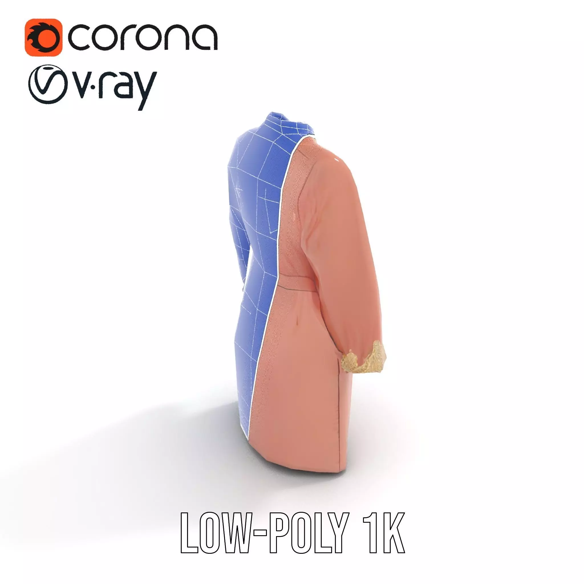 Elegant Pink Coat model pack Low-poly 3D model_14