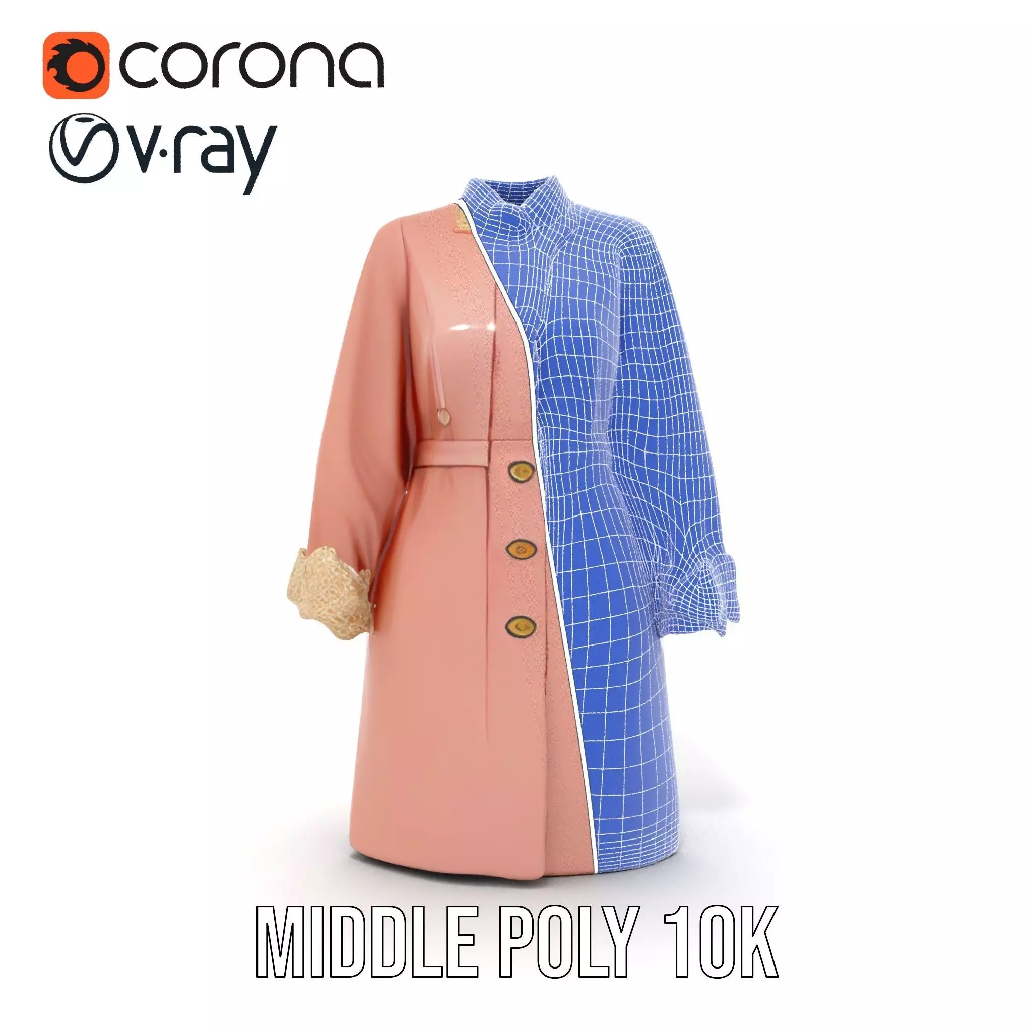 Elegant Pink Coat model pack Low-poly 3D model_15