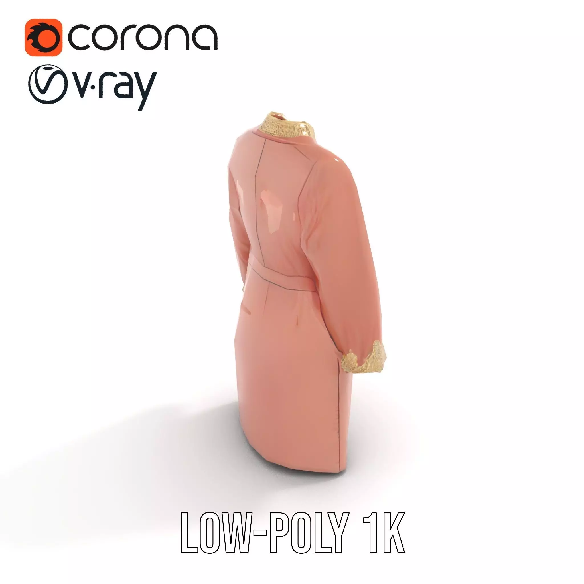 Elegant Pink Coat model pack Low-poly 3D model_7