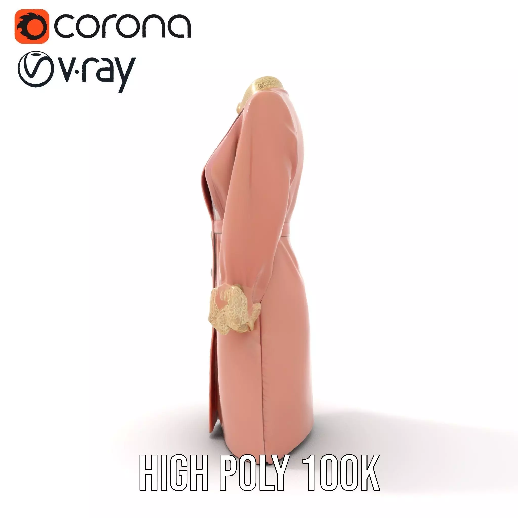Elegant Pink Coat model pack Low-poly 3D model_25
