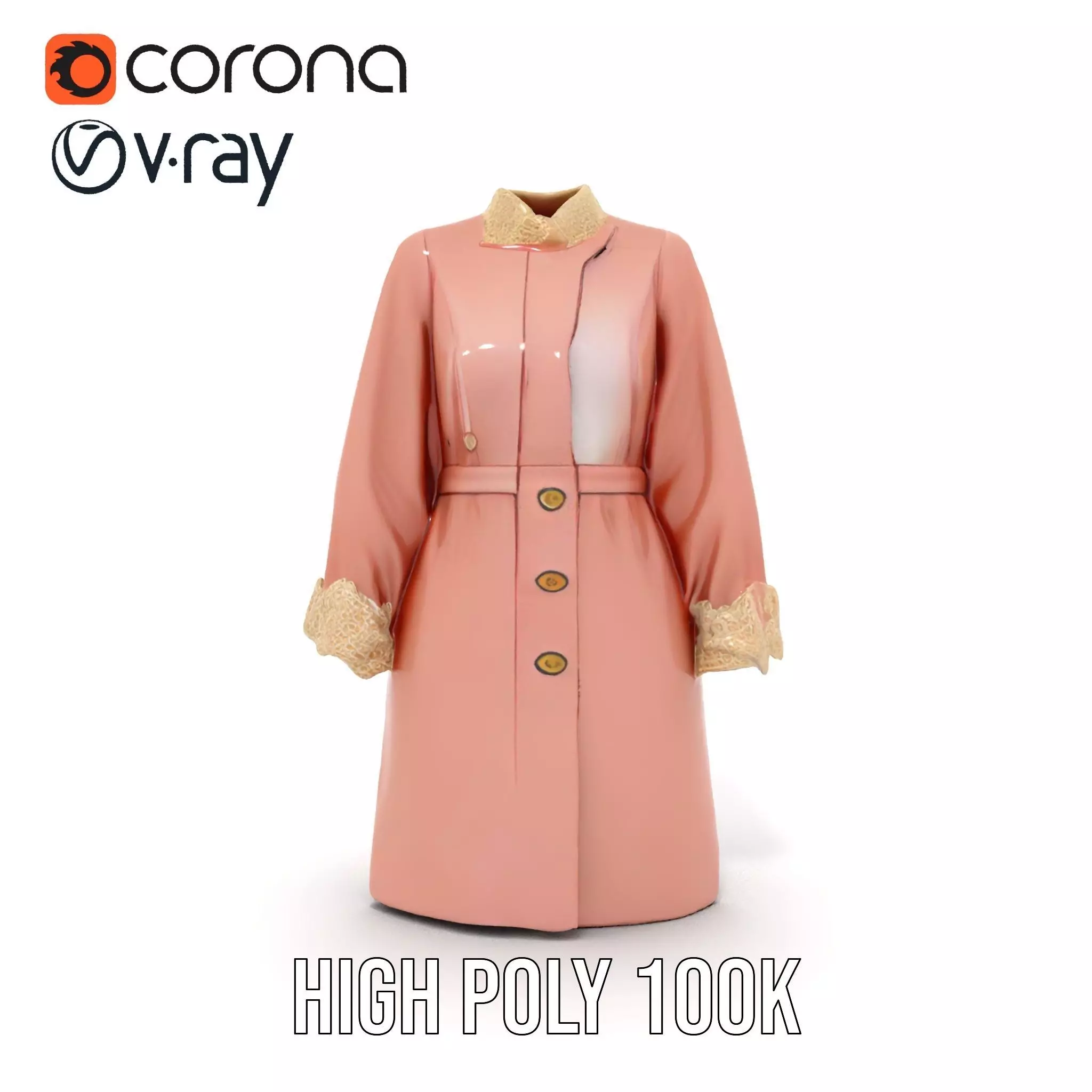 Elegant Pink Coat model pack Low-poly 3D model_31