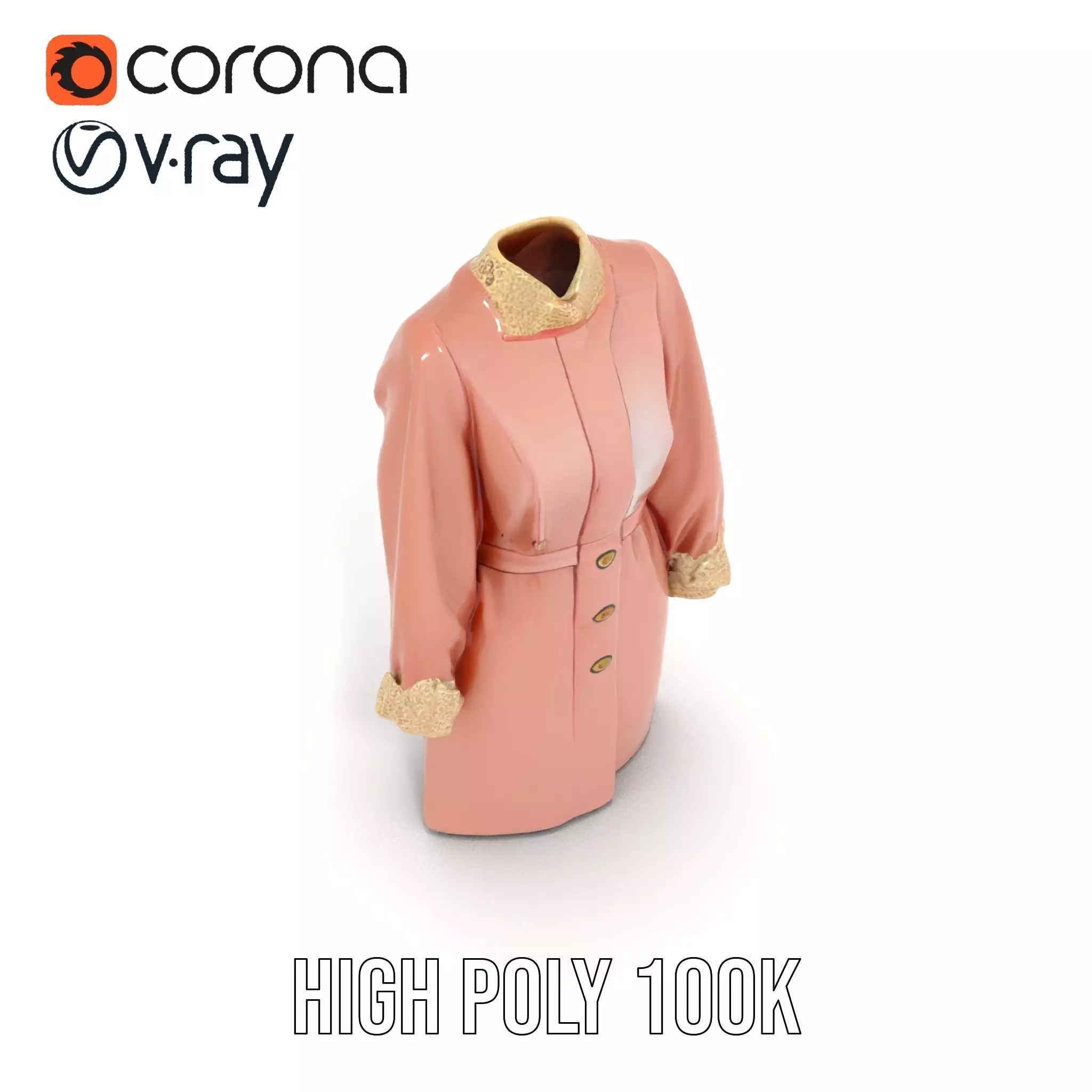 Elegant Pink Coat model pack Low-poly 3D model_22