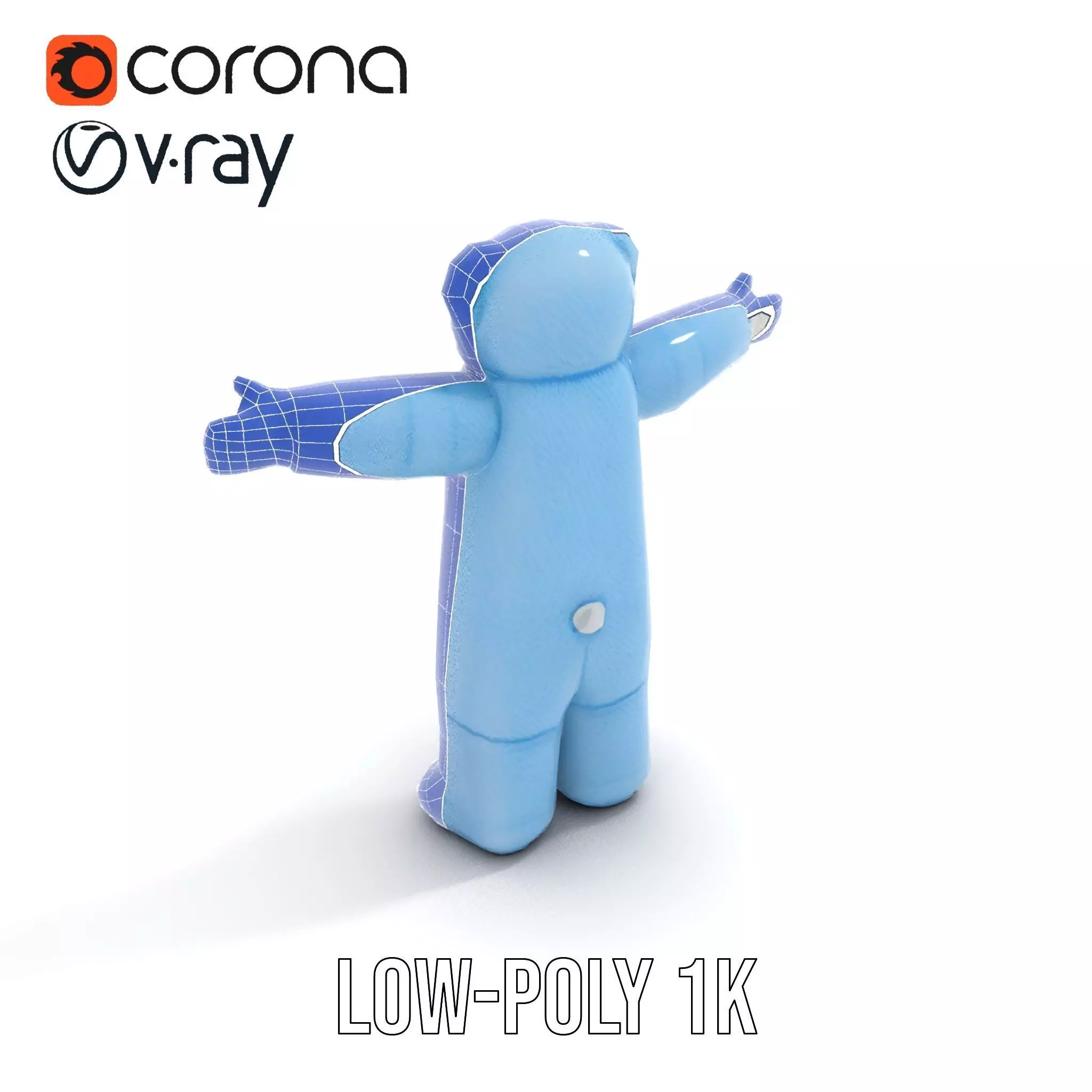 Blue Cuddly Teddy model pack Low-poly 3D model_9