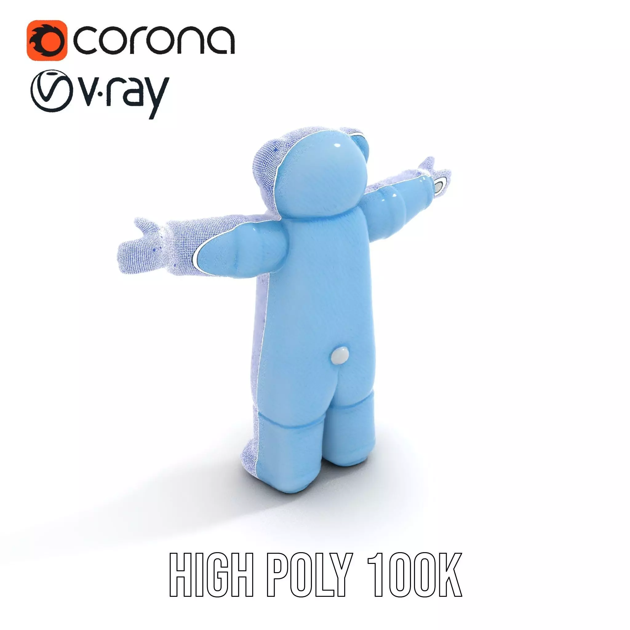 Blue Cuddly Teddy model pack Low-poly 3D model_25