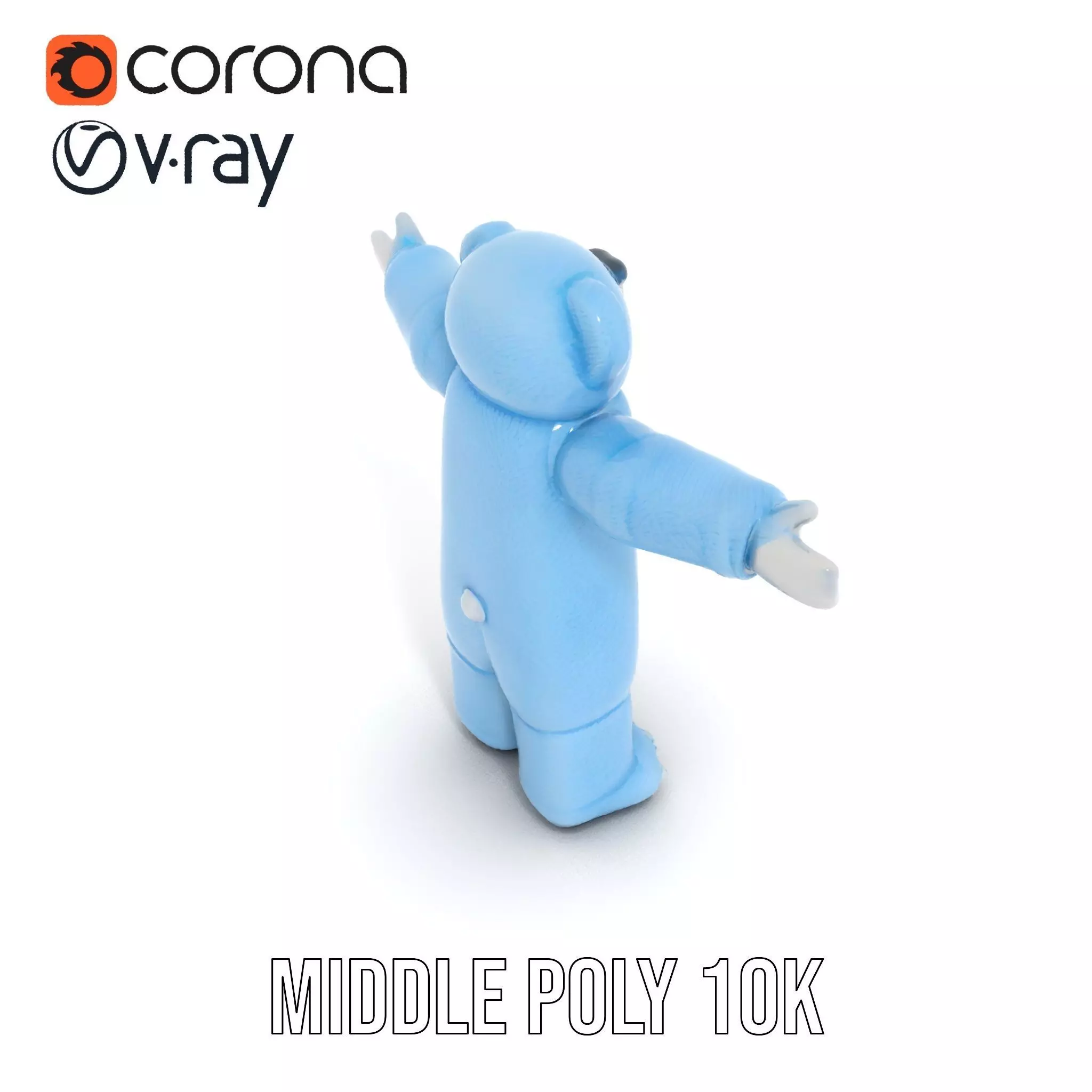 Blue Cuddly Teddy model pack Low-poly 3D model_5