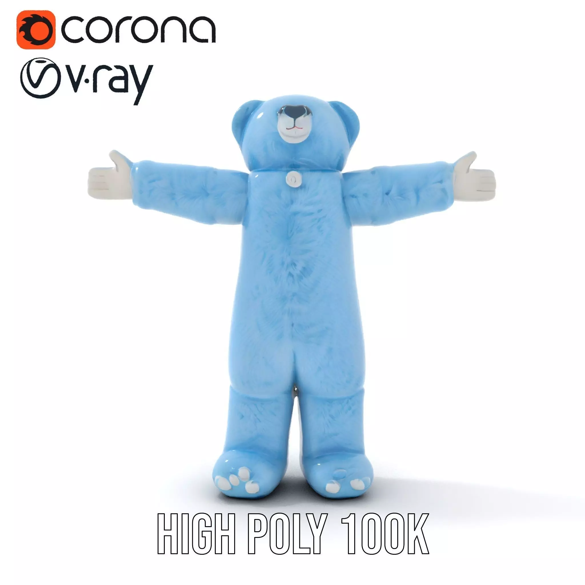 Blue Cuddly Teddy model pack Low-poly 3D model_28