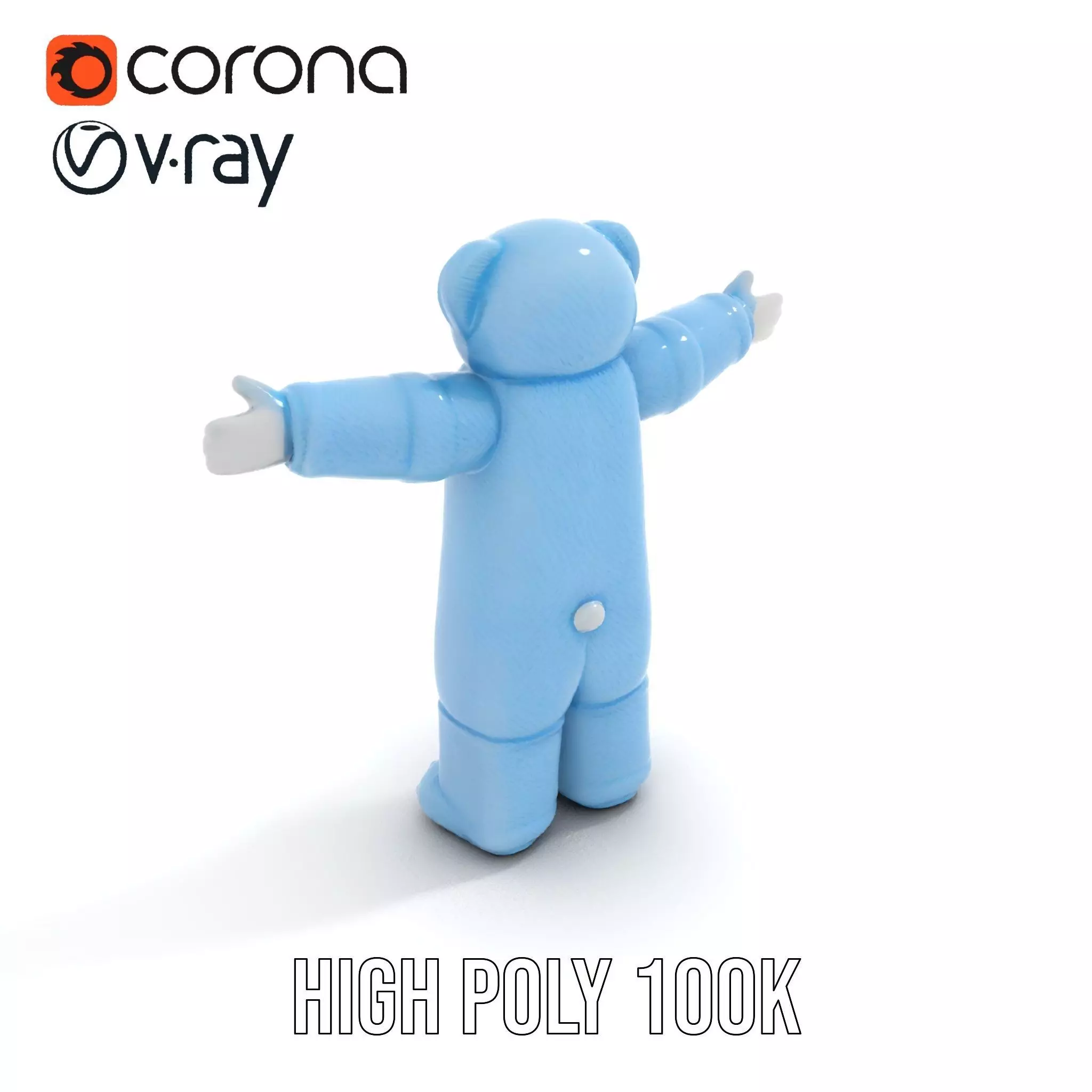 Blue Cuddly Teddy model pack Low-poly 3D model_31