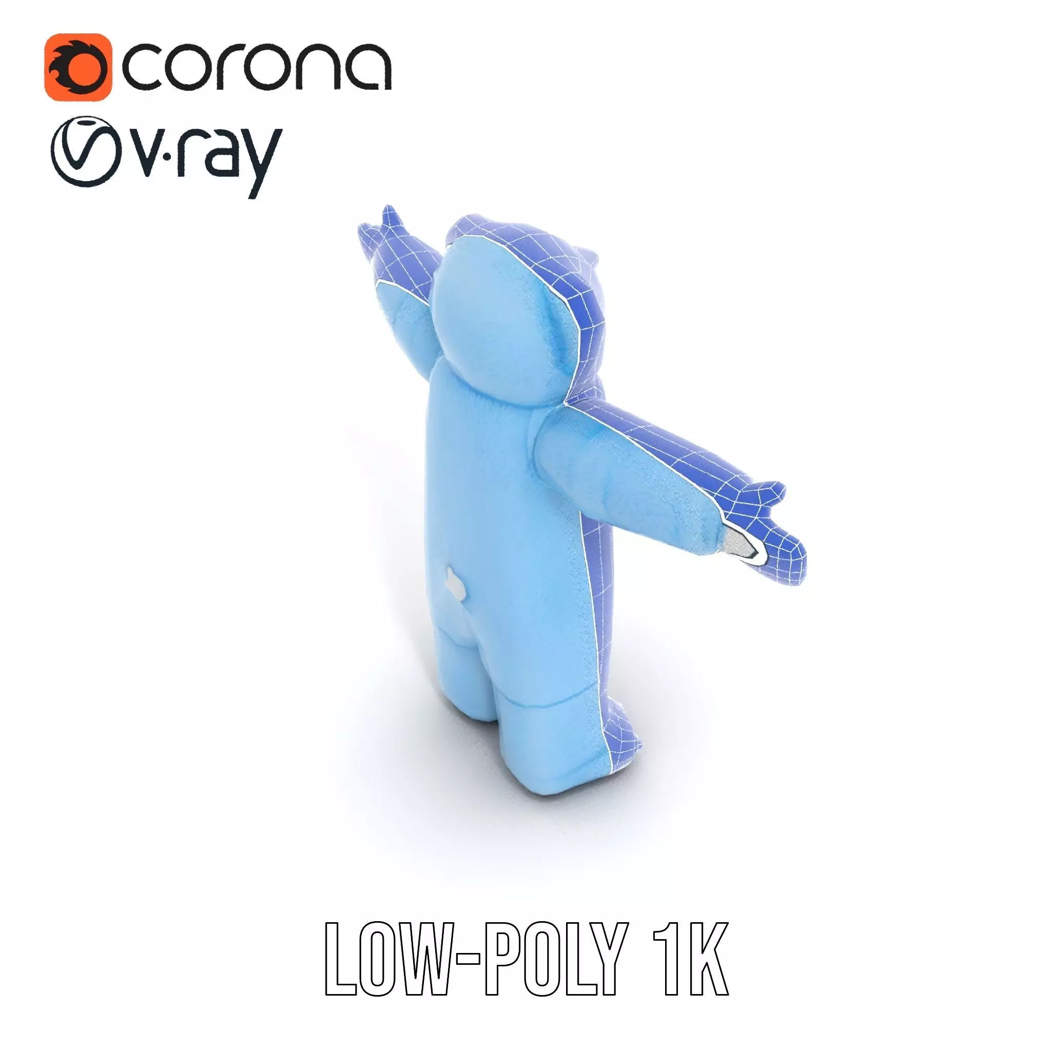 Blue Cuddly Teddy model pack Low-poly 3D model_21