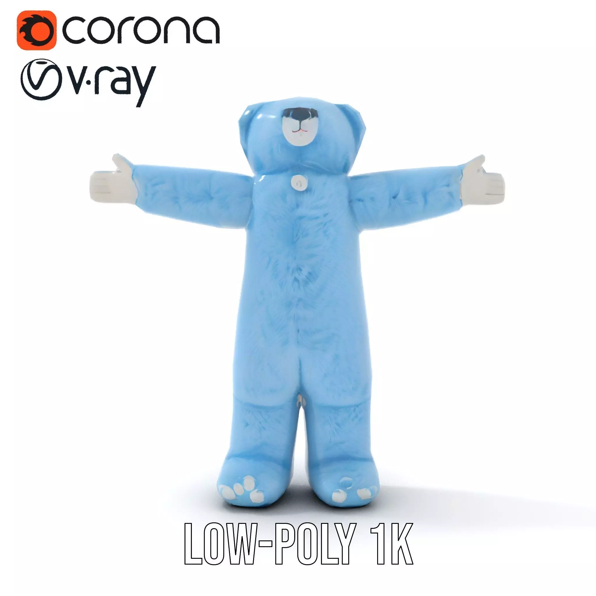 Blue Cuddly Teddy model pack Low-poly 3D model_24