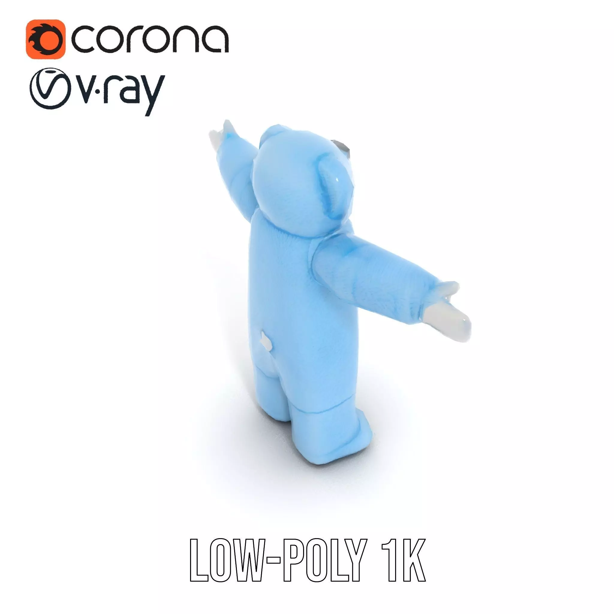 Blue Cuddly Teddy model pack Low-poly 3D model_7