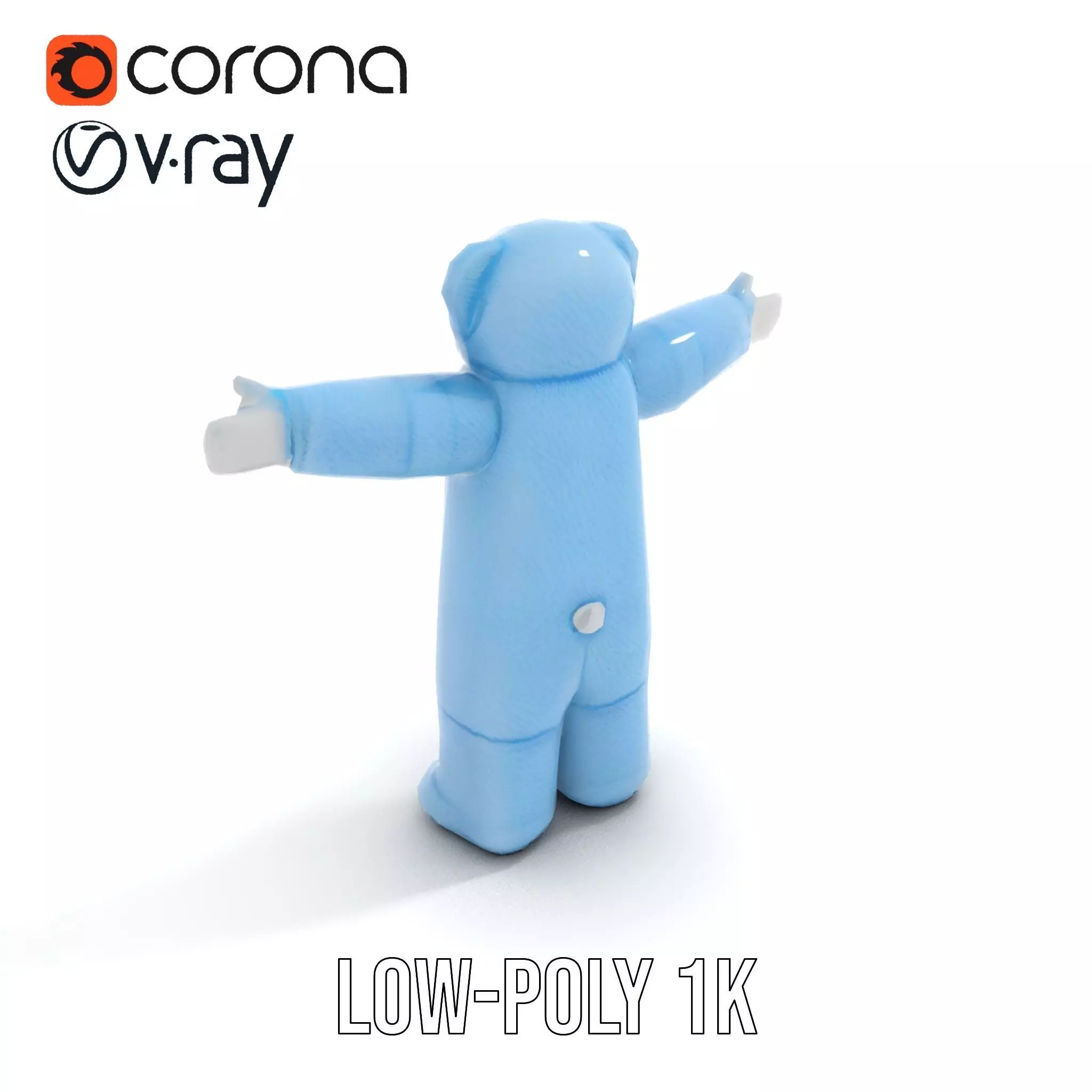 Blue Cuddly Teddy model pack Low-poly 3D model_12