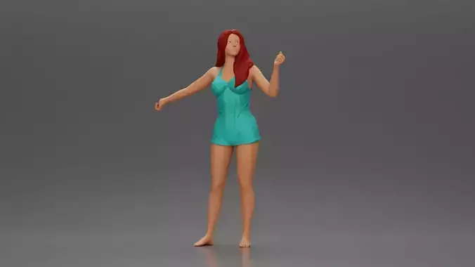 woman wearing a wet shirt moving with her arms in motion